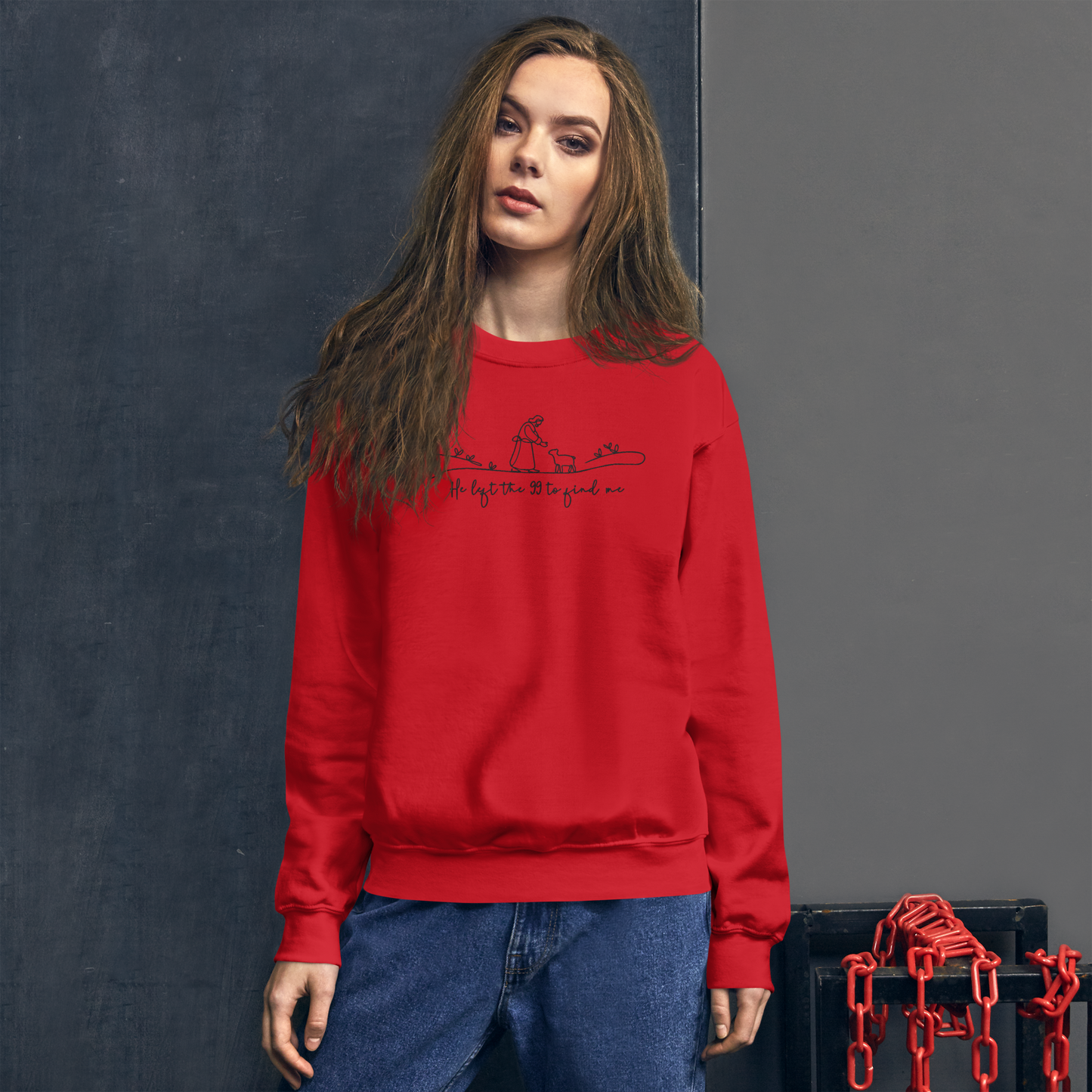 He Left the 99 to Find Me Embroidered Sweatshirt