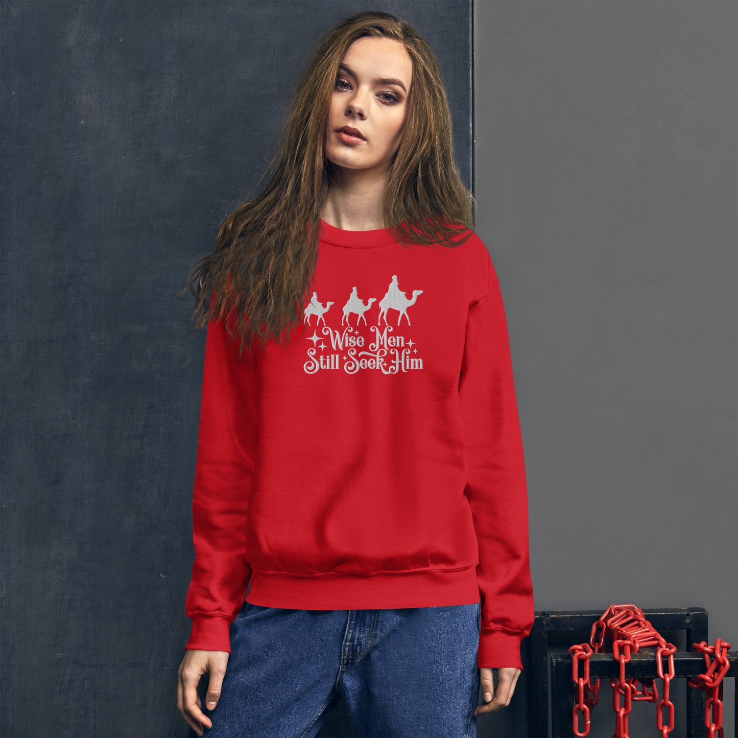Embroidered Wise Men Still Seek Him Sweatshirt