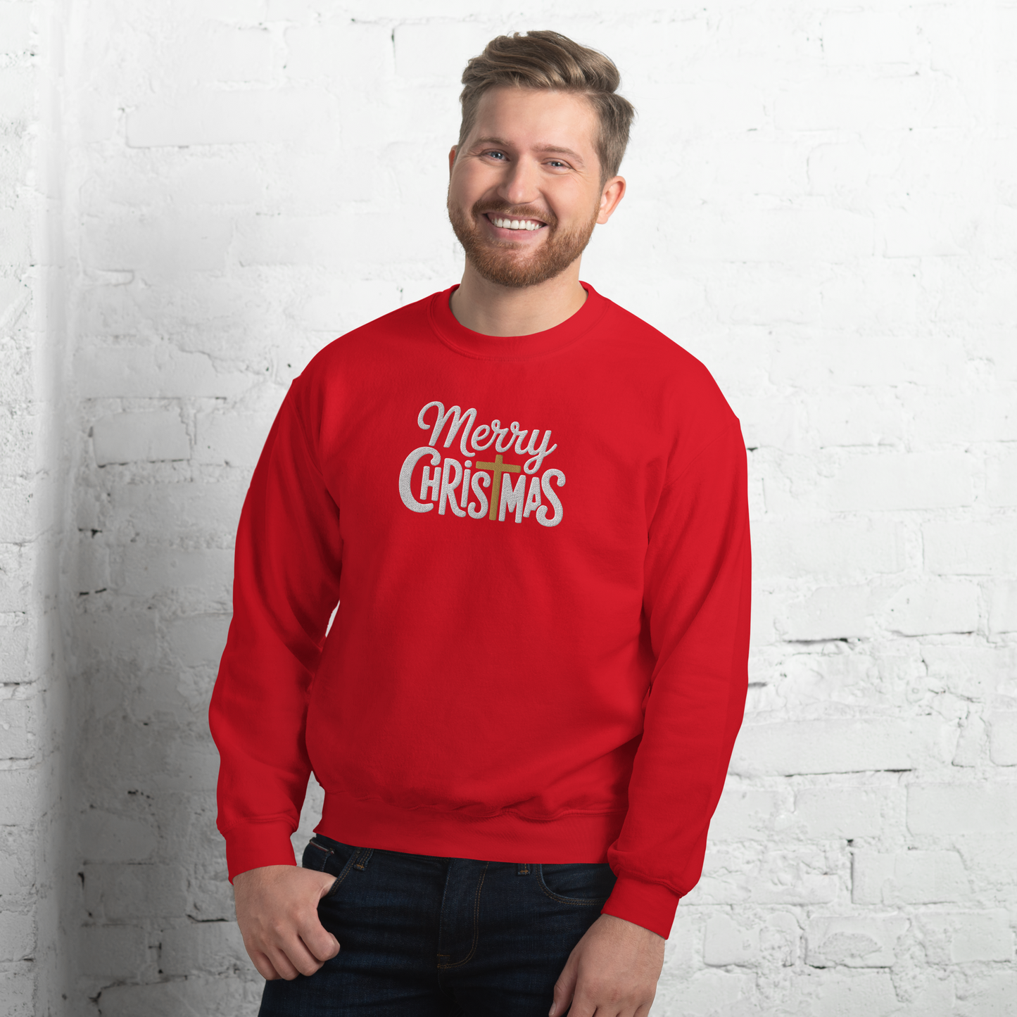 Embroidered Merry Christmas Sweatshirt
