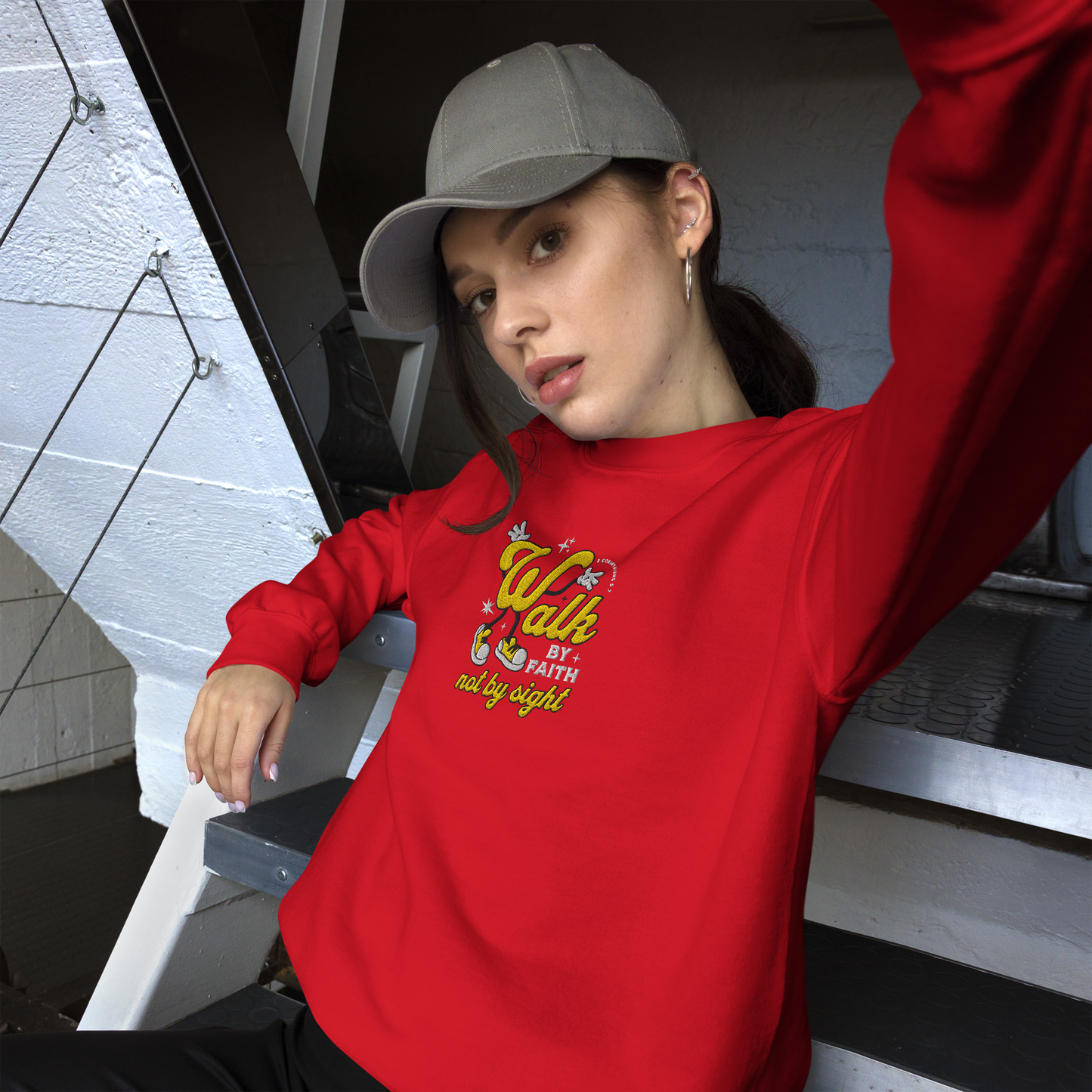 Embroidered Walk By Faith Sweatshirt