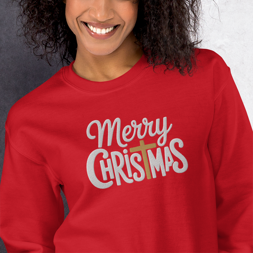Embroidered Merry Christmas Sweatshirt