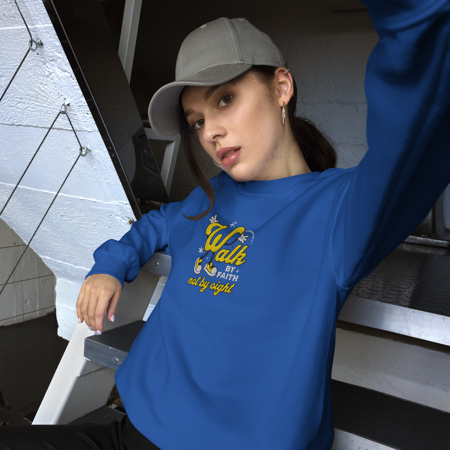 Embroidered Walk By Faith Sweatshirt