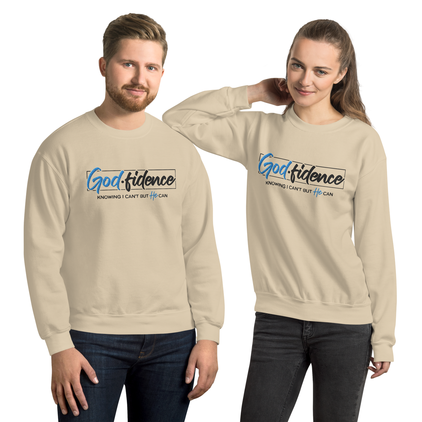 Godfidence Embroidered Sweatshirt – Knowing I Can't, But He Can