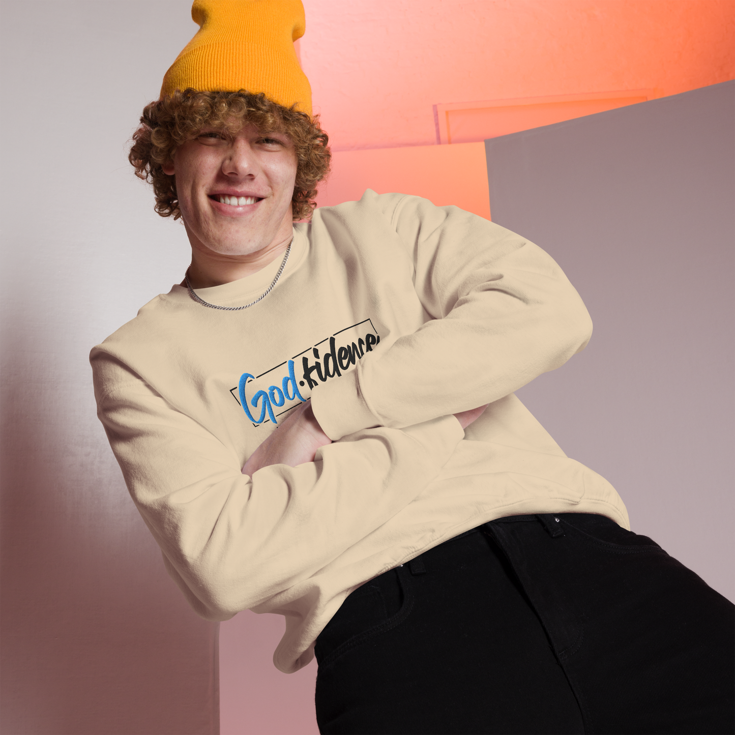 Godfidence Embroidered Sweatshirt – Knowing I Can't, But He Can