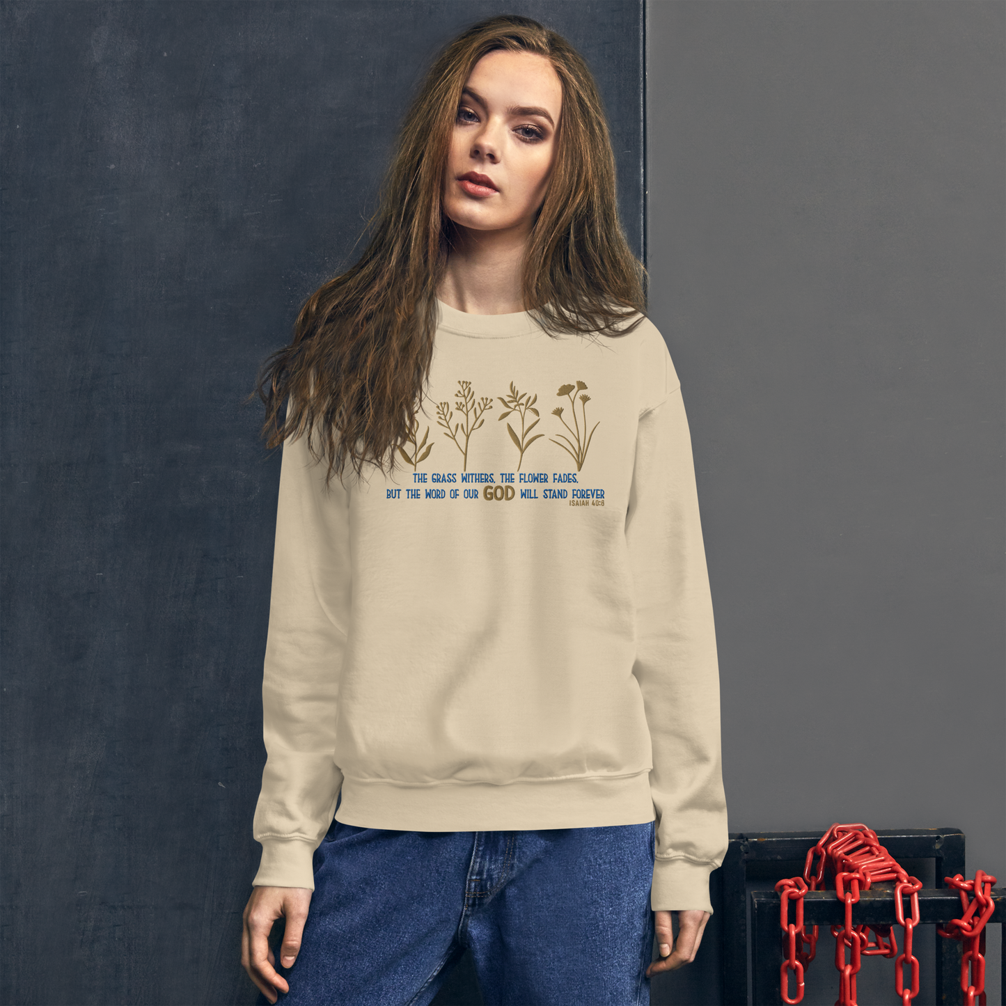 The Word of God Stands Forever Embroidered Sweatshirt – Isaiah 40:8