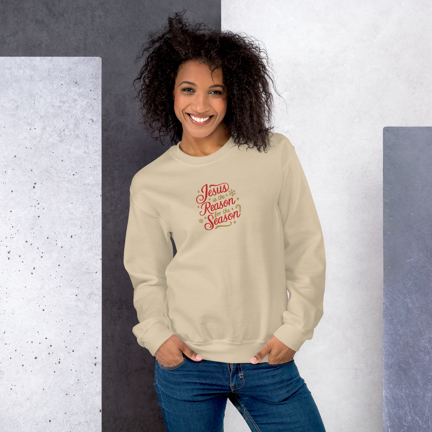 Embroidered Jesus is The Reason for The Season Sweatshirt