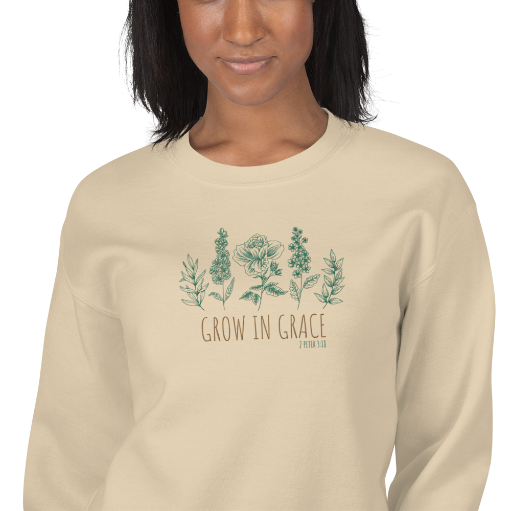 Grow in Grace Embroidered Women's Sweatshirt