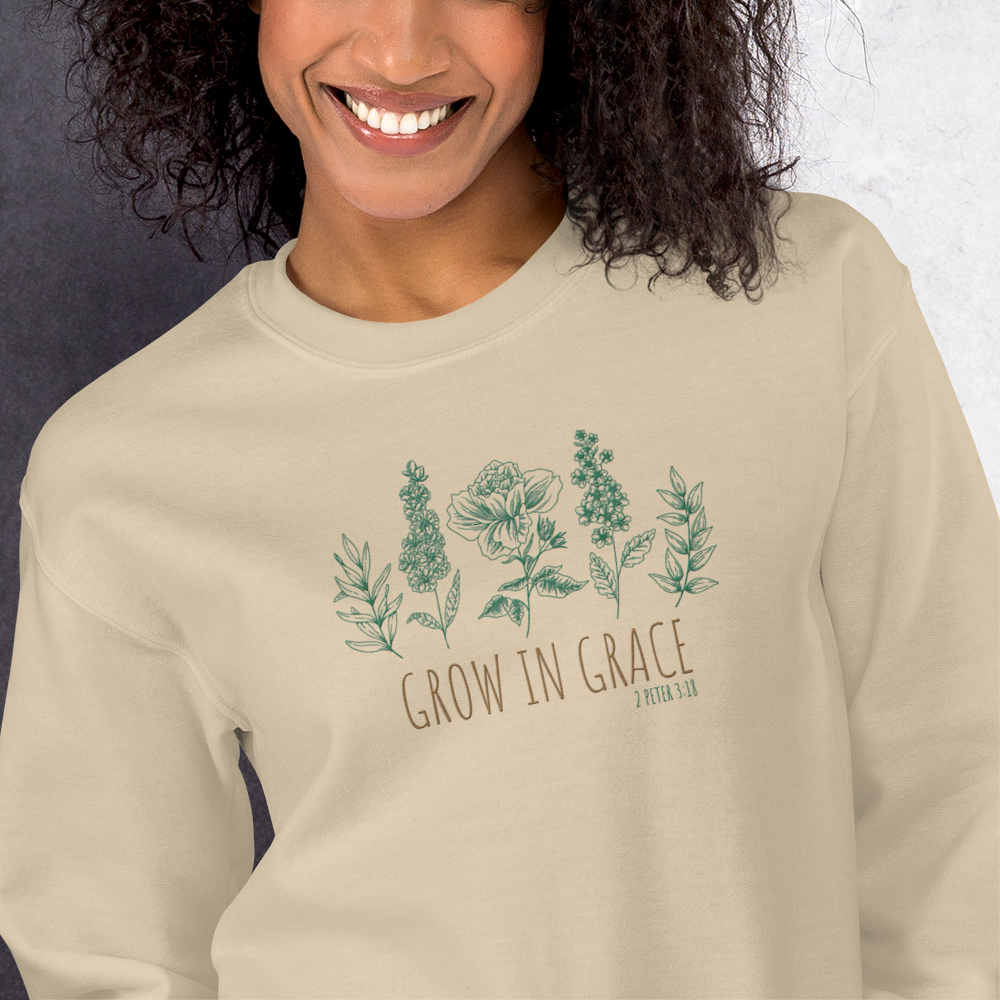 Grow in Grace Embroidered Women's Sweatshirt
