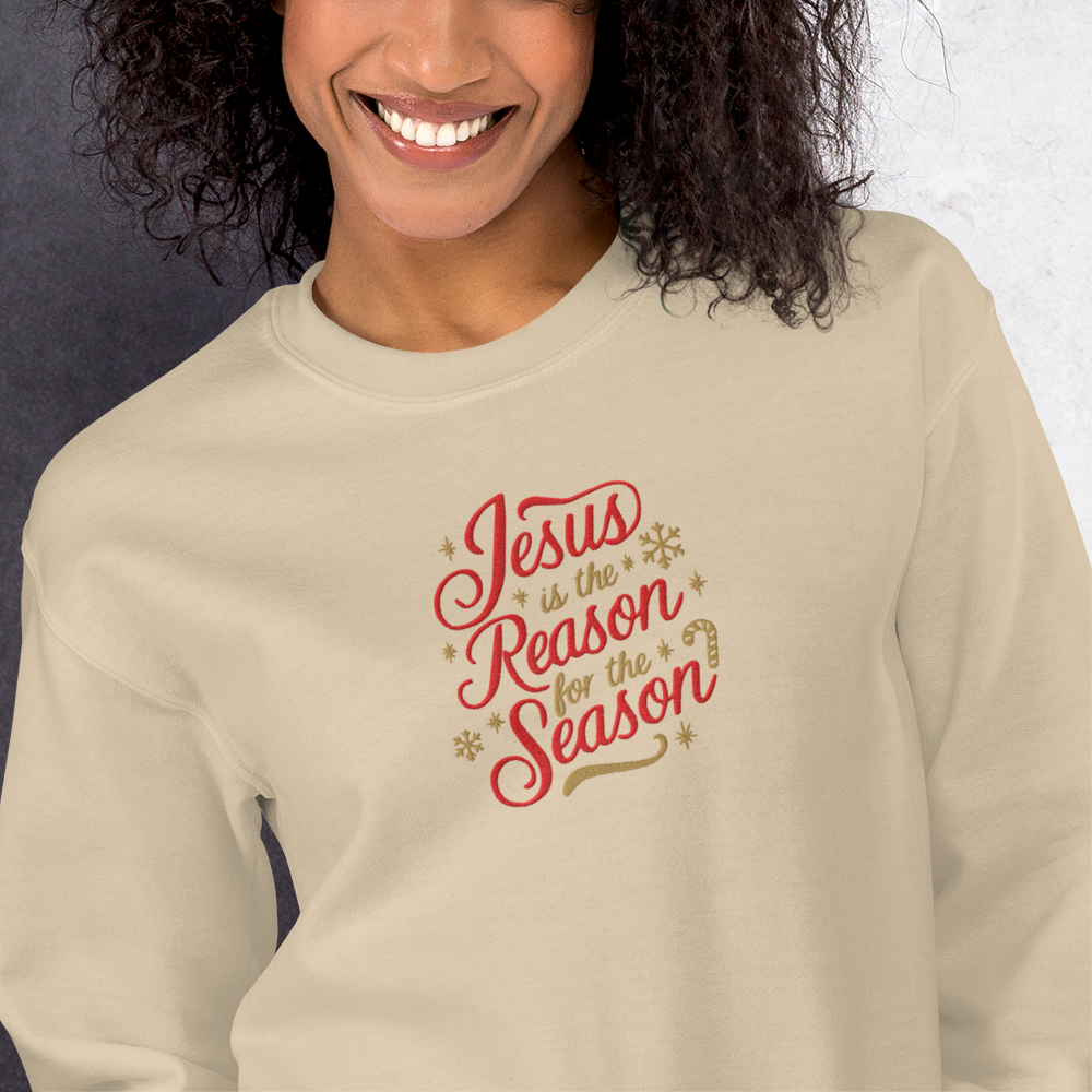 Embroidered Jesus is The Reason for The Season Sweatshirt