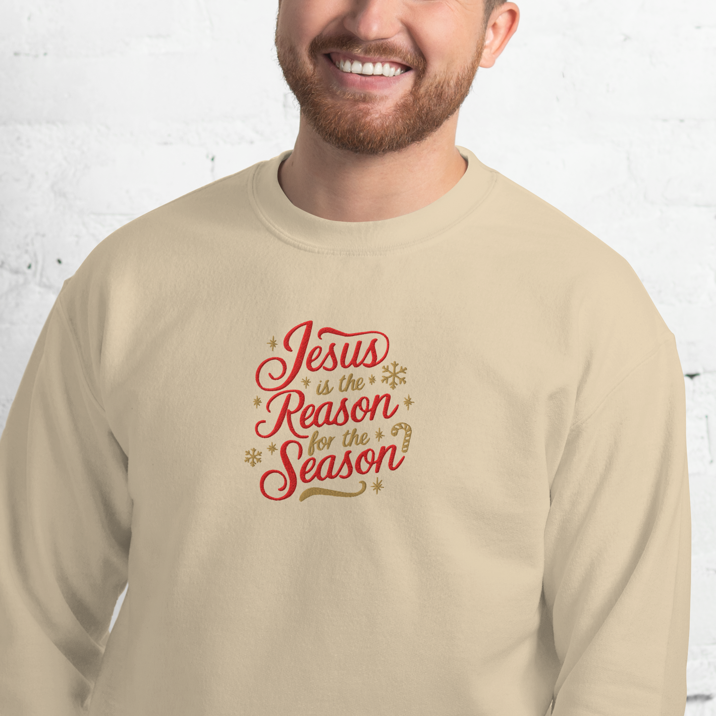 Embroidered Jesus is The Reason for The Season Sweatshirt