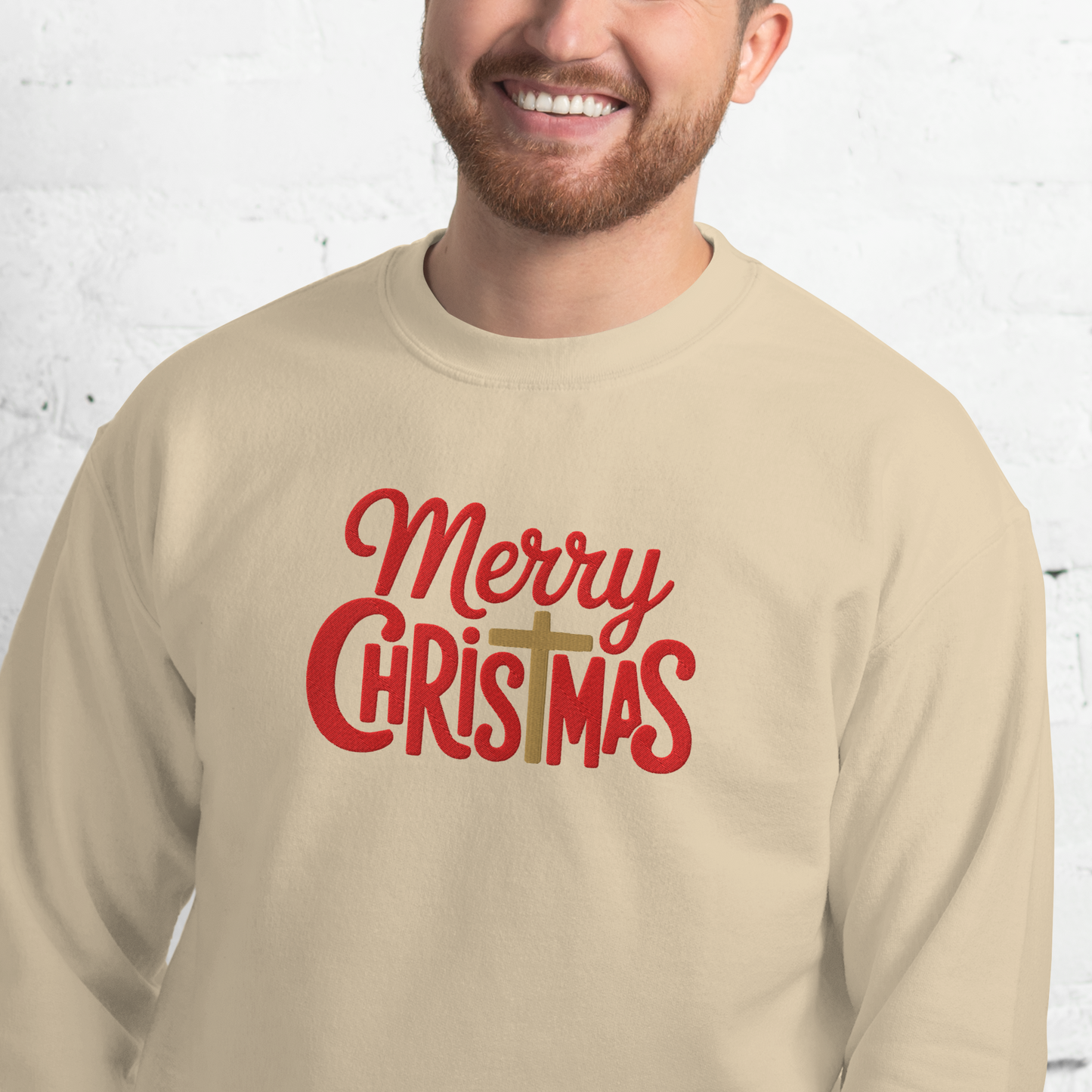 Embroidered Merry Christmas Sweatshirt