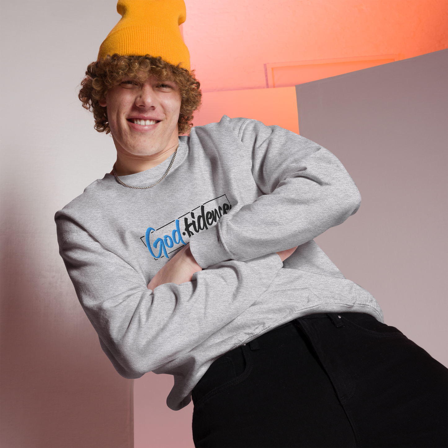 Godfidence Embroidered Sweatshirt – Knowing I Can't, But He Can