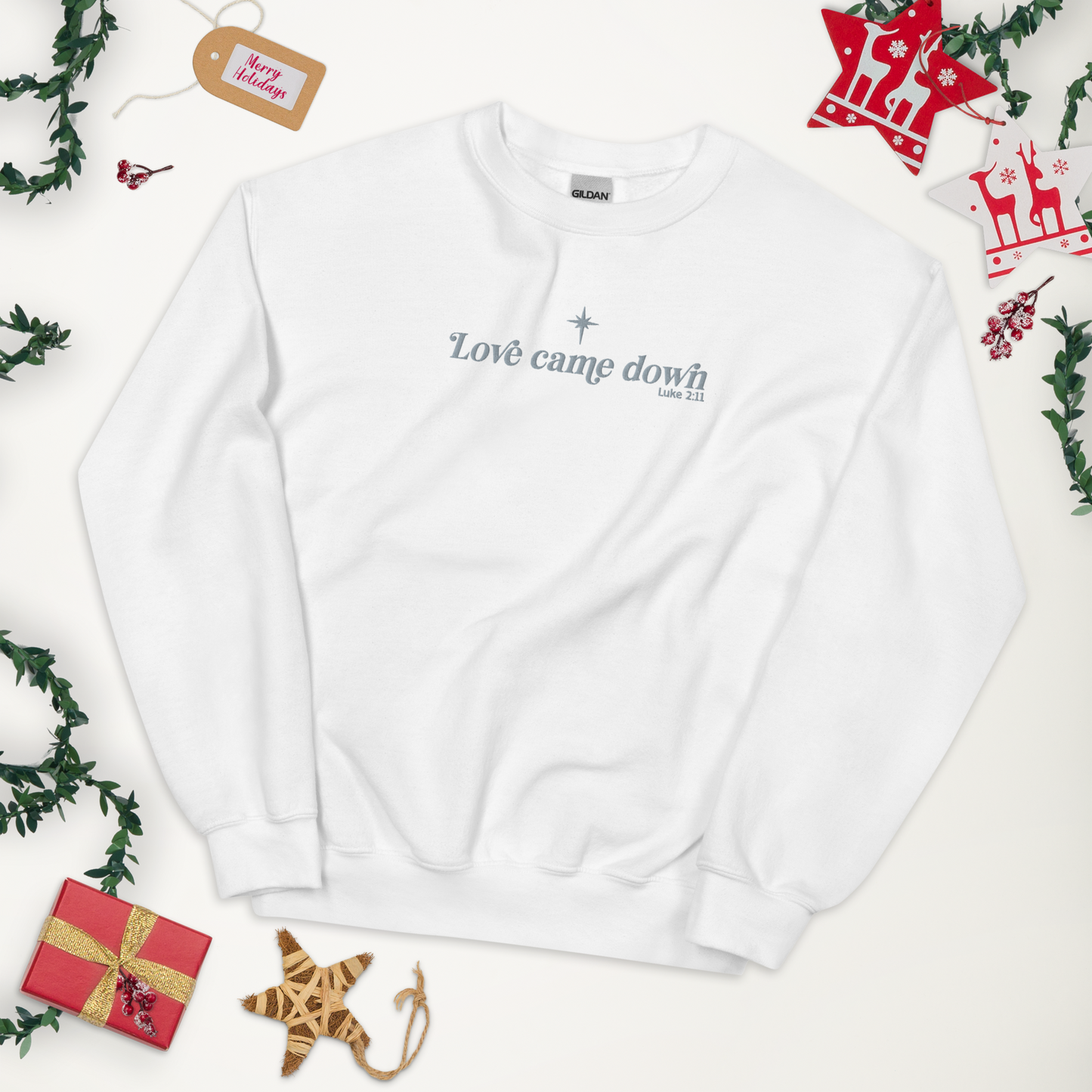 Embroidered Love Came Down Sweatshirt