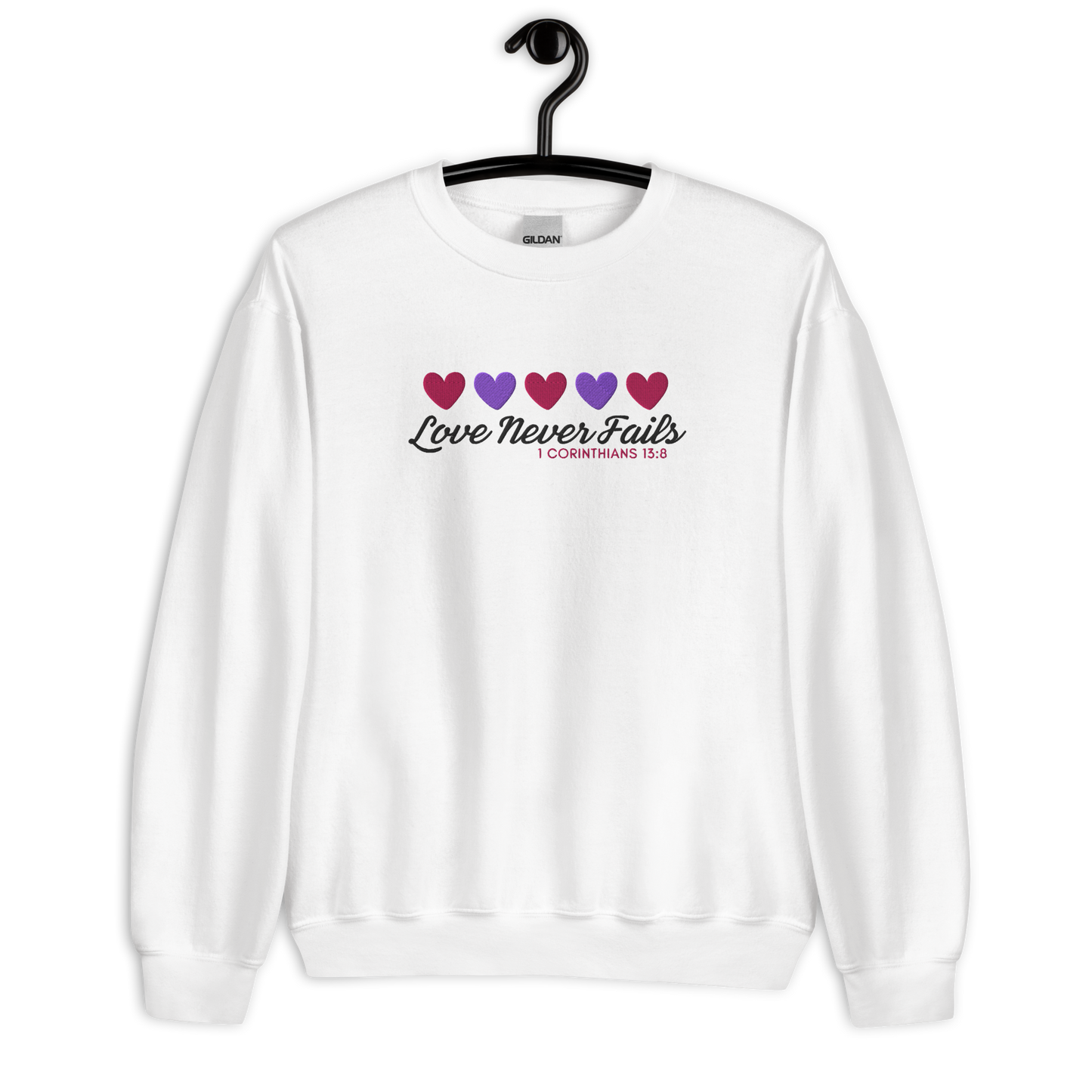 Love Never Fails Embroidered Women's Sweatshirt