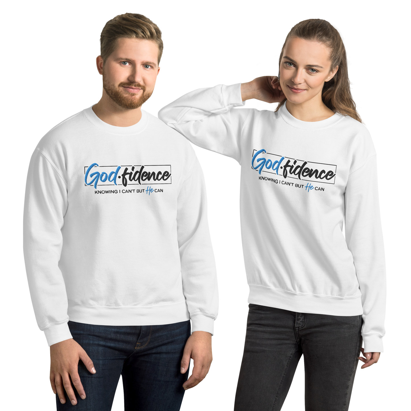 Godfidence Embroidered Sweatshirt – Knowing I Can't, But He Can