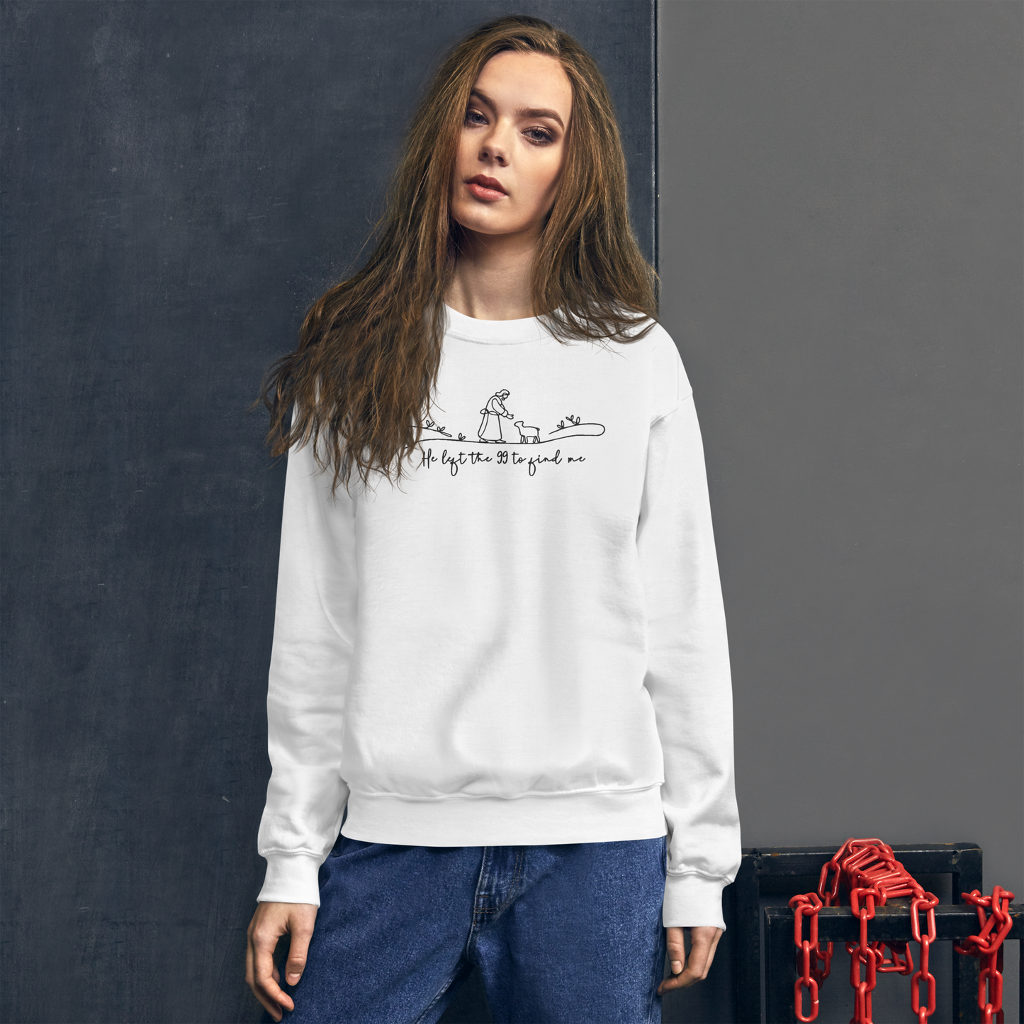 He Left the 99 to Find Me Embroidered Sweatshirt