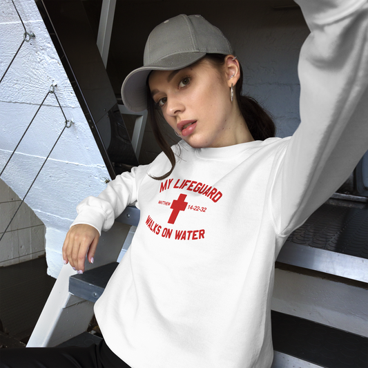 My Lifeguard Walks on Water Embroidered Sweatshirt