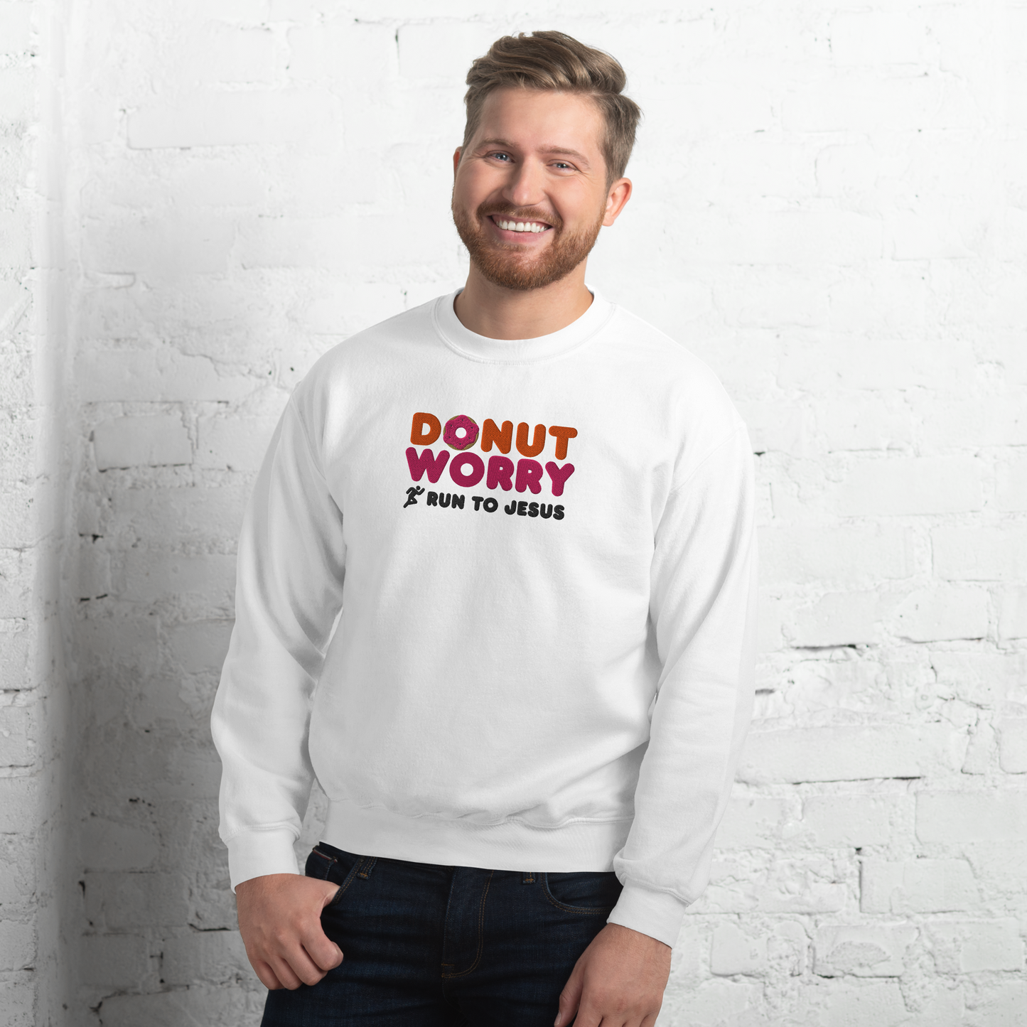 Embroidered Run To Jesus Sweatshirt