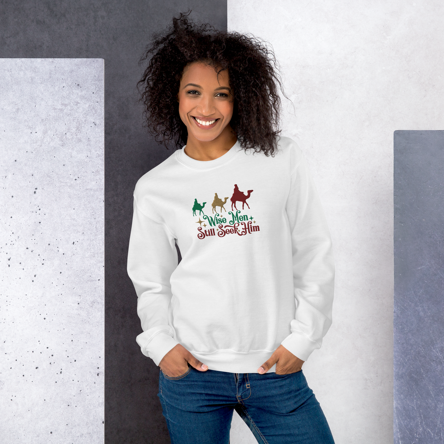 Embroidered Wise Men Still Seek Him Sweatshirt