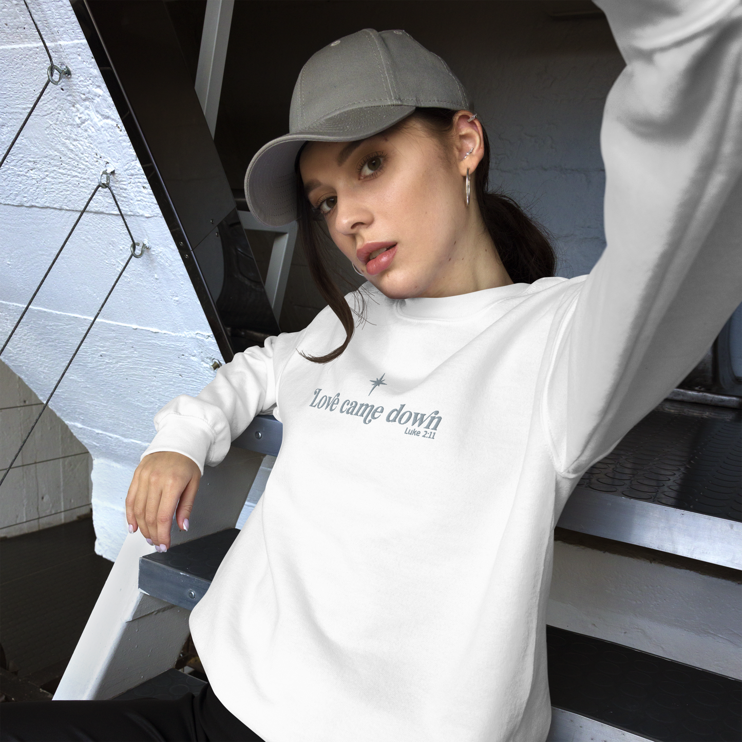 Embroidered Love Came Down Sweatshirt