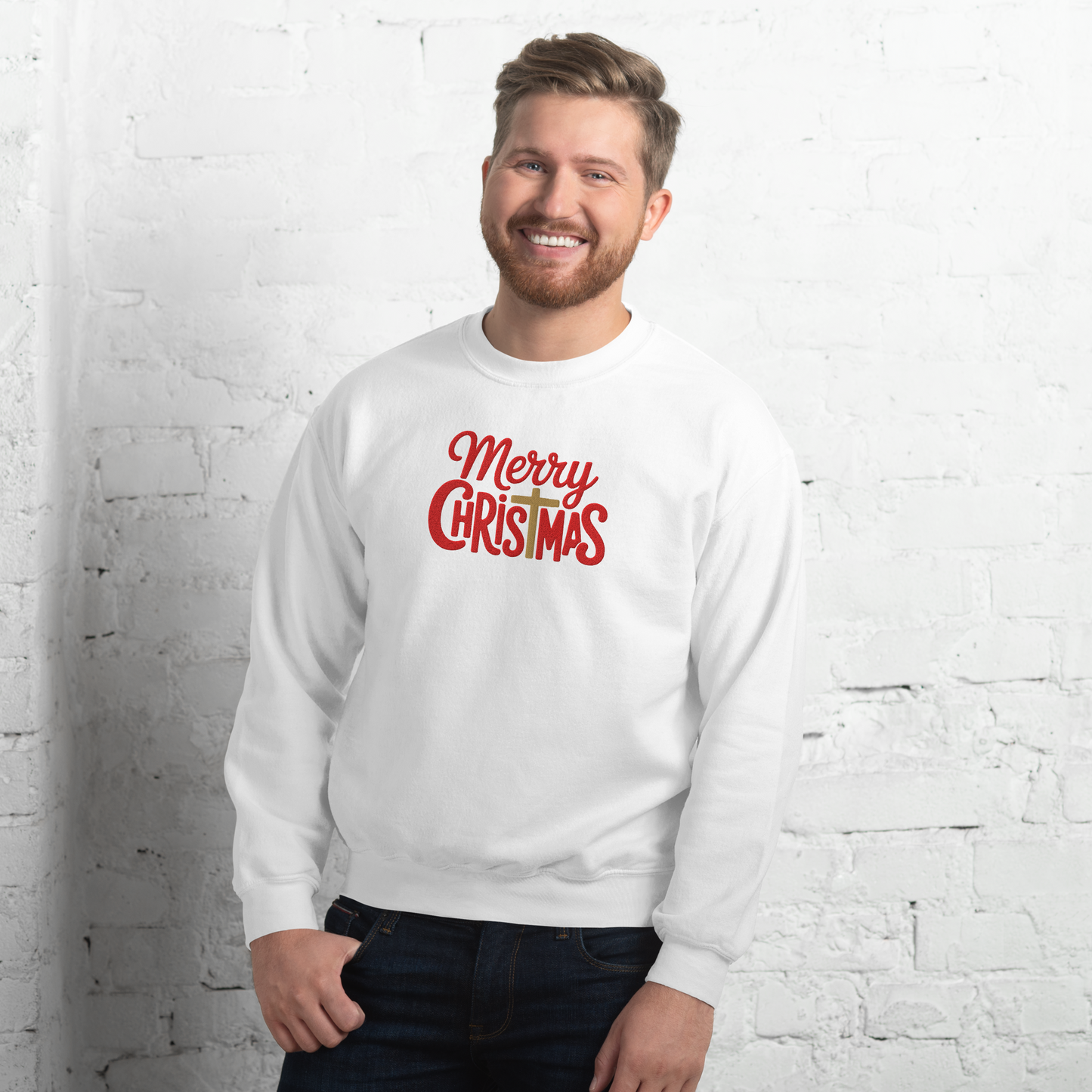 Embroidered Merry Christmas Sweatshirt