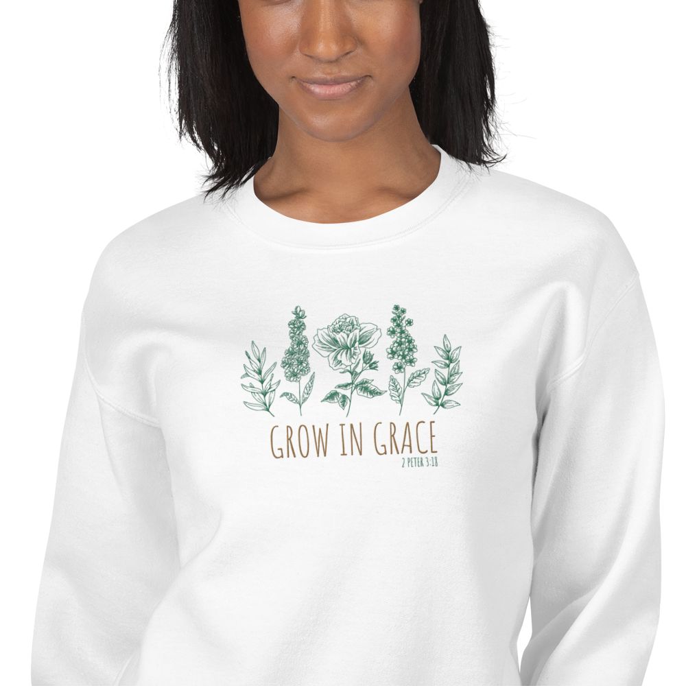 Grow in Grace Embroidered Women's Sweatshirt