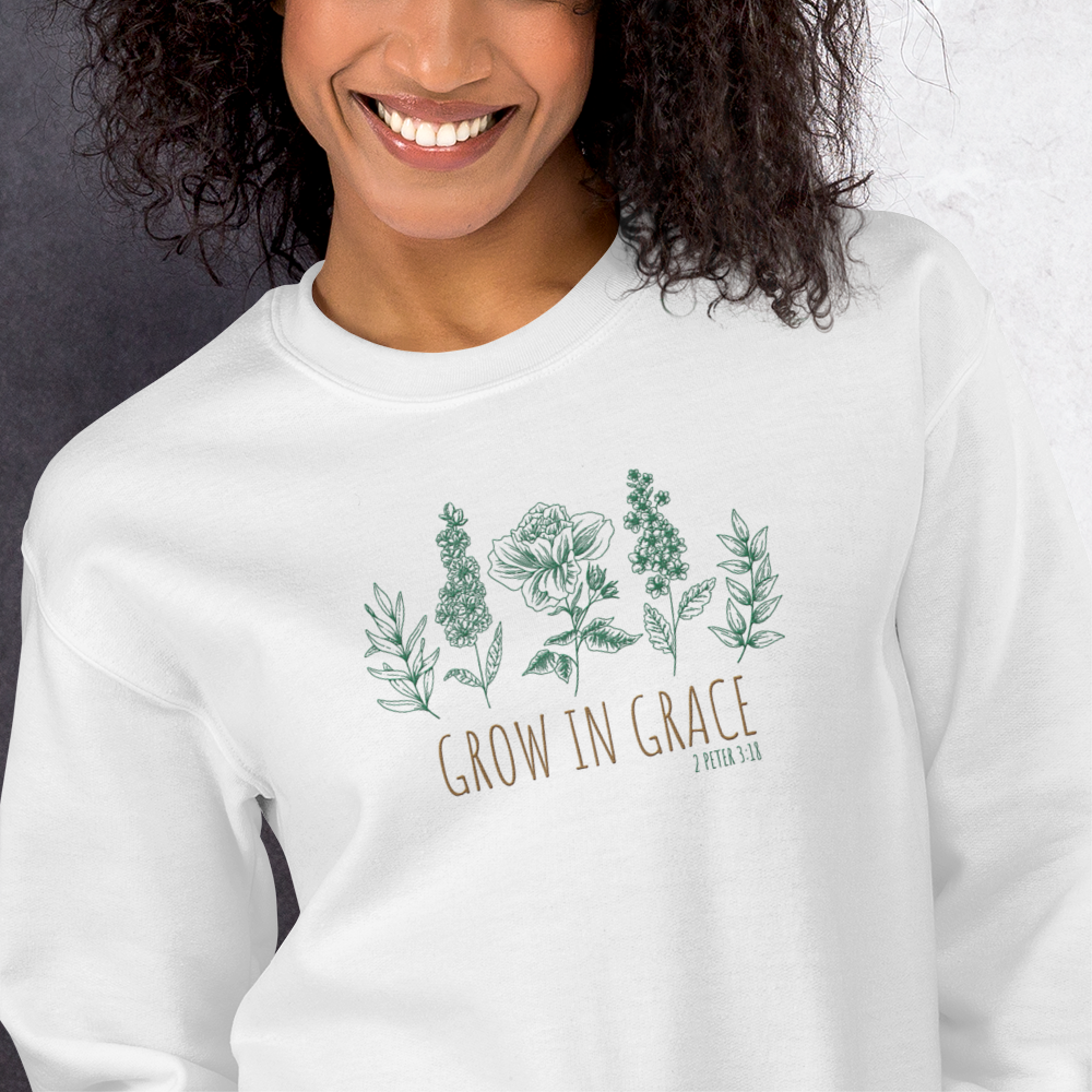 Grow in Grace Embroidered Women's Sweatshirt