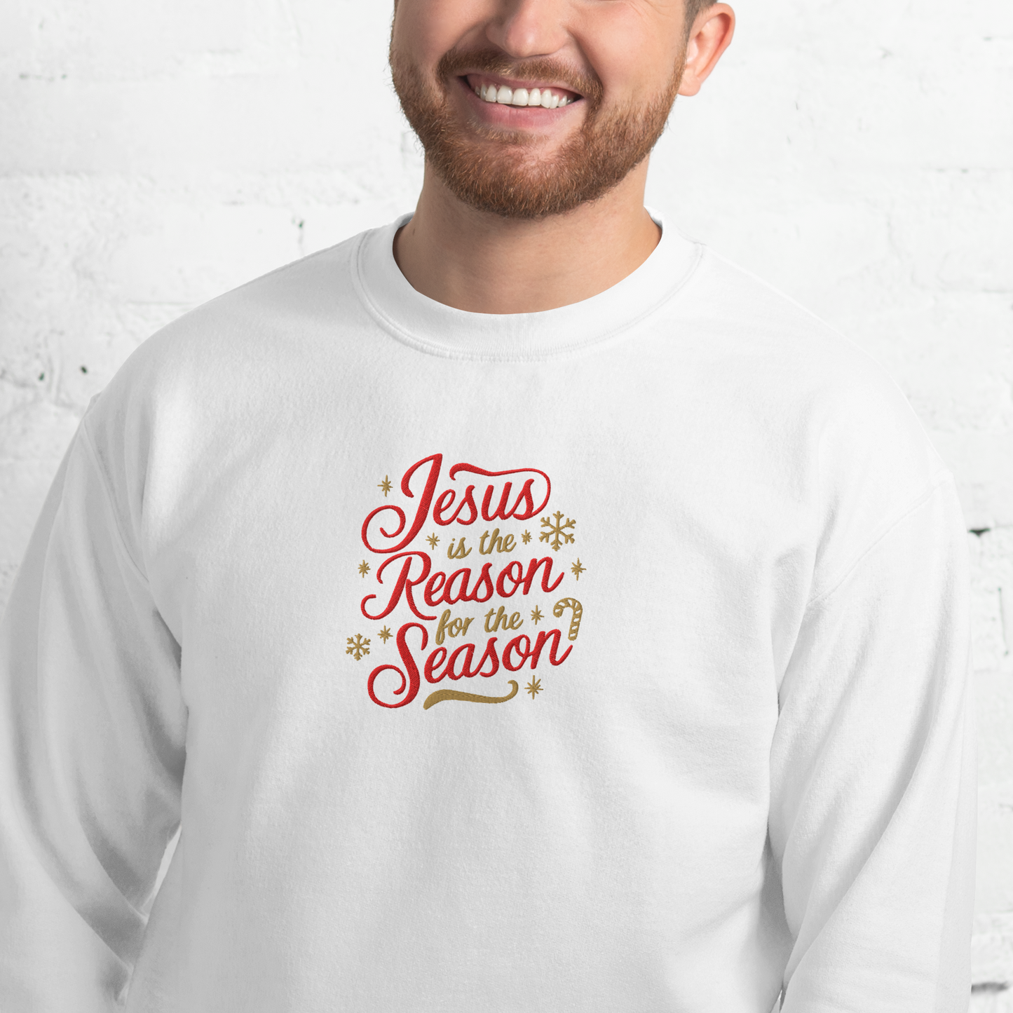 Embroidered Jesus is The Reason for The Season Sweatshirt