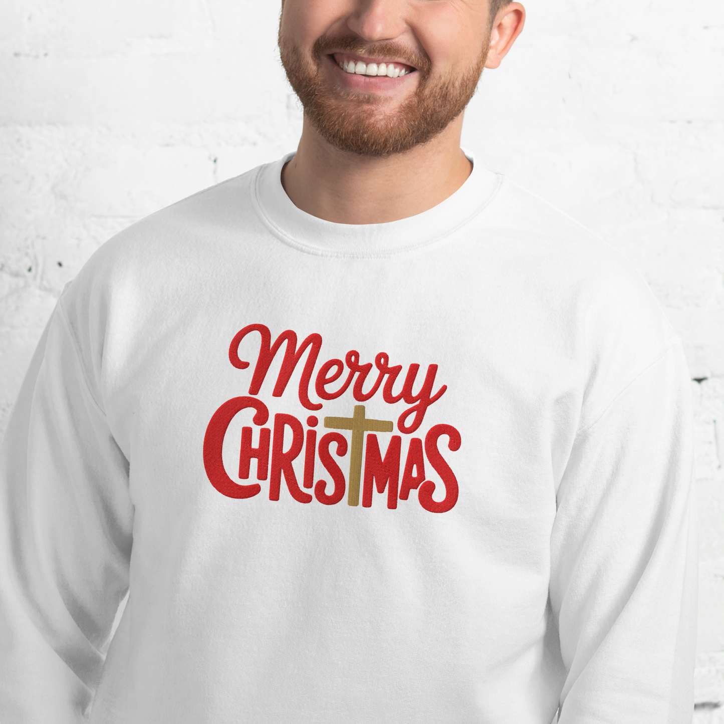 Embroidered Merry Christmas Sweatshirt
