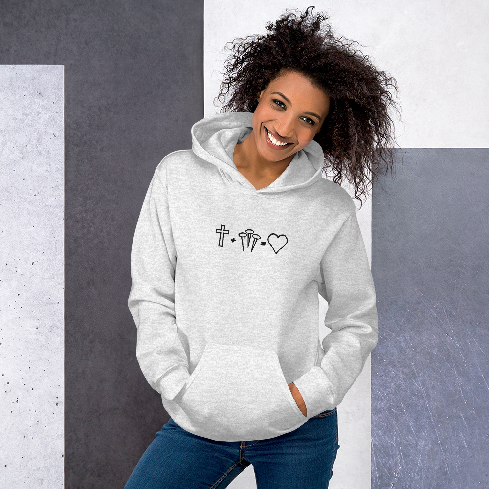 1 Cross 3 Nails 4Given Embroidered Hoodie