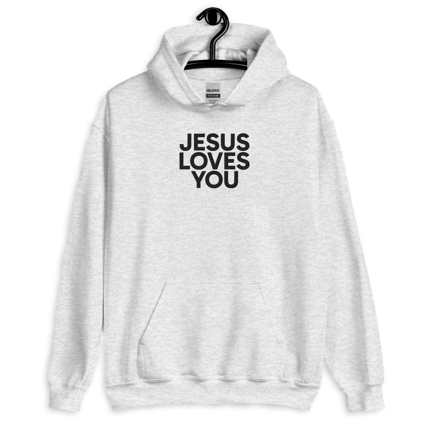 Embroidered Jesus Loves You Hoodie