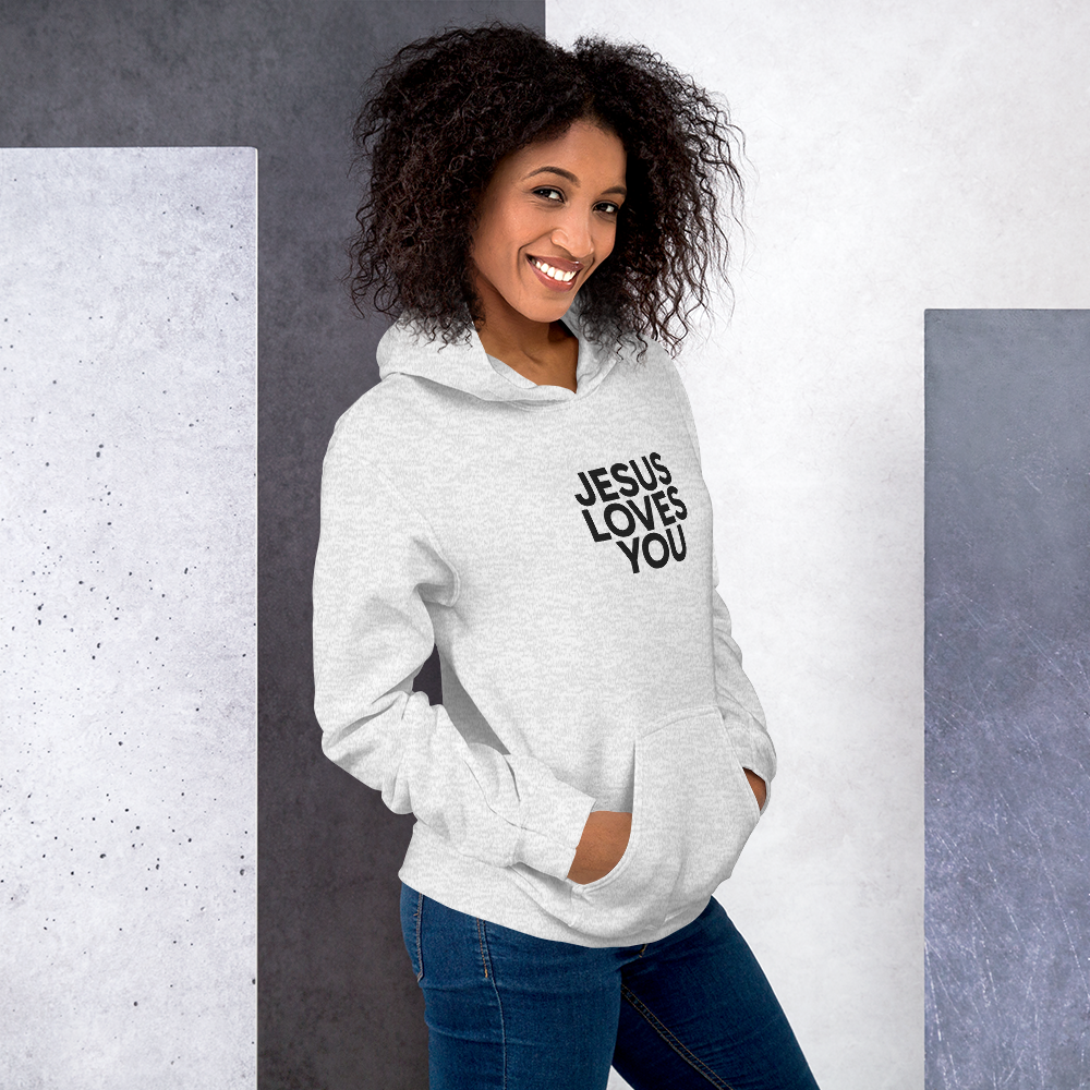 Embroidered Jesus Loves You Hoodie