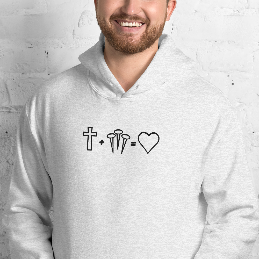 1 Cross 3 Nails 4Given Embroidered Hoodie
