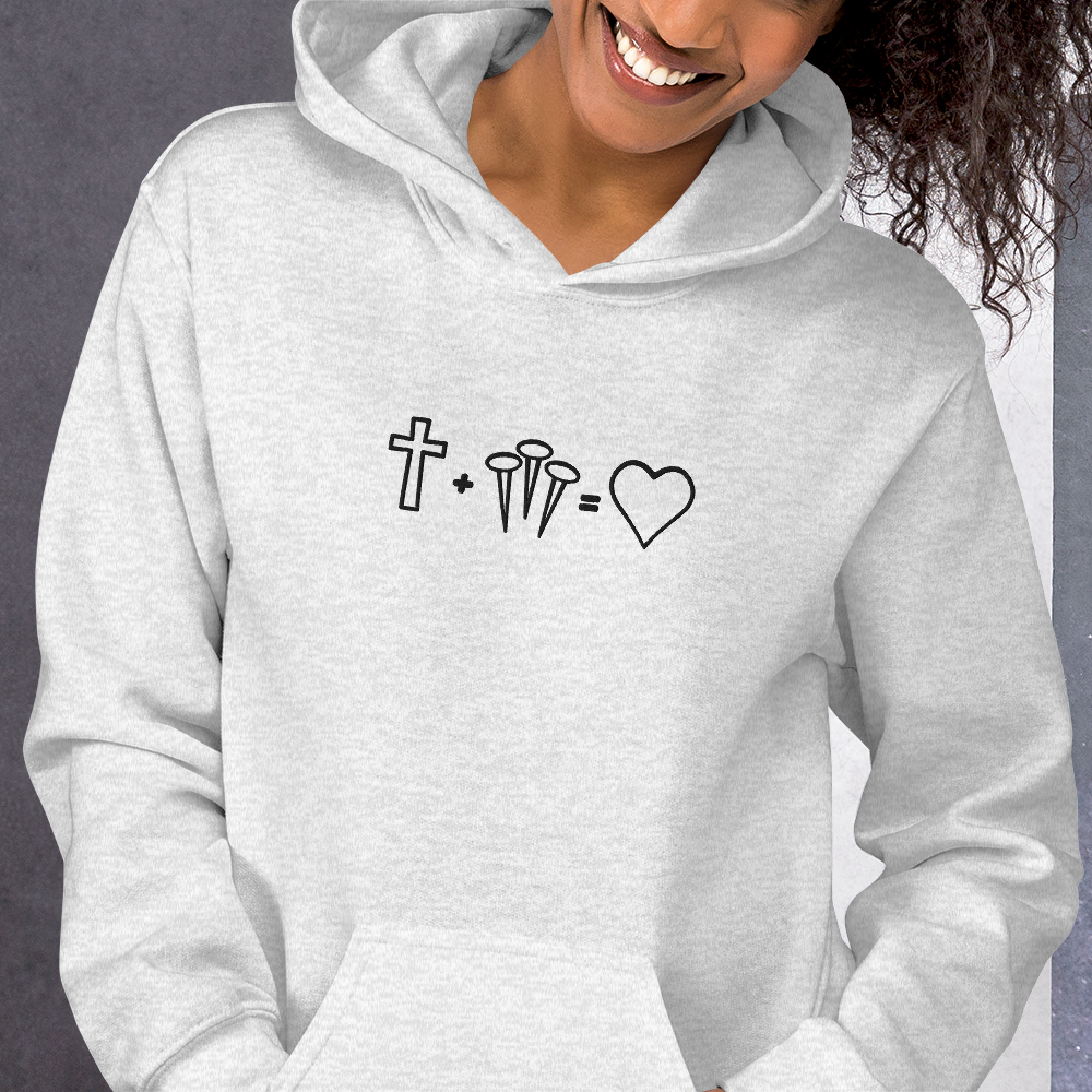 1 Cross 3 Nails 4Given Embroidered Hoodie