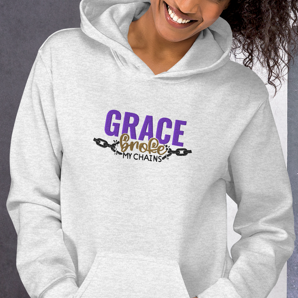 Grace Broke My Chains Embroidered Hoodie