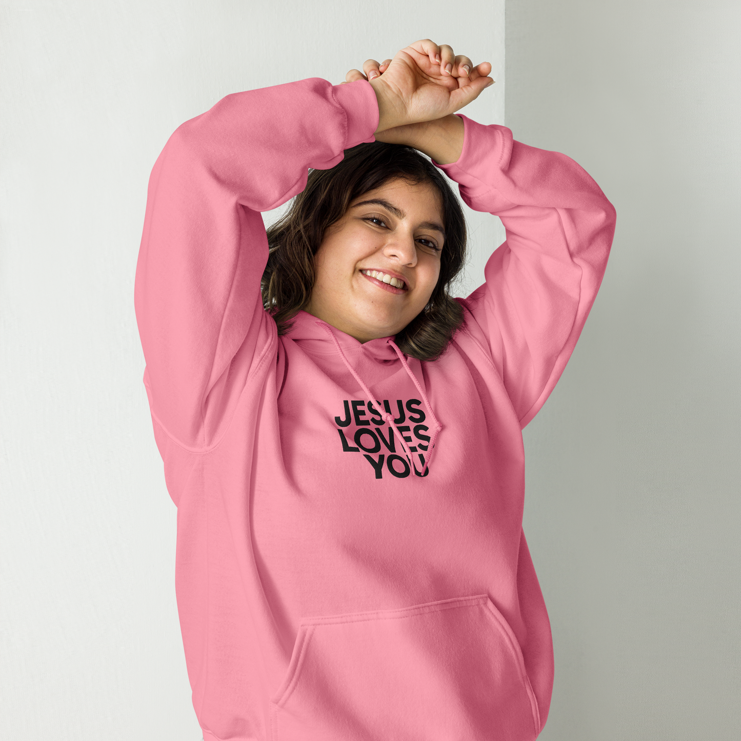 Embroidered Jesus Loves You Hoodie
