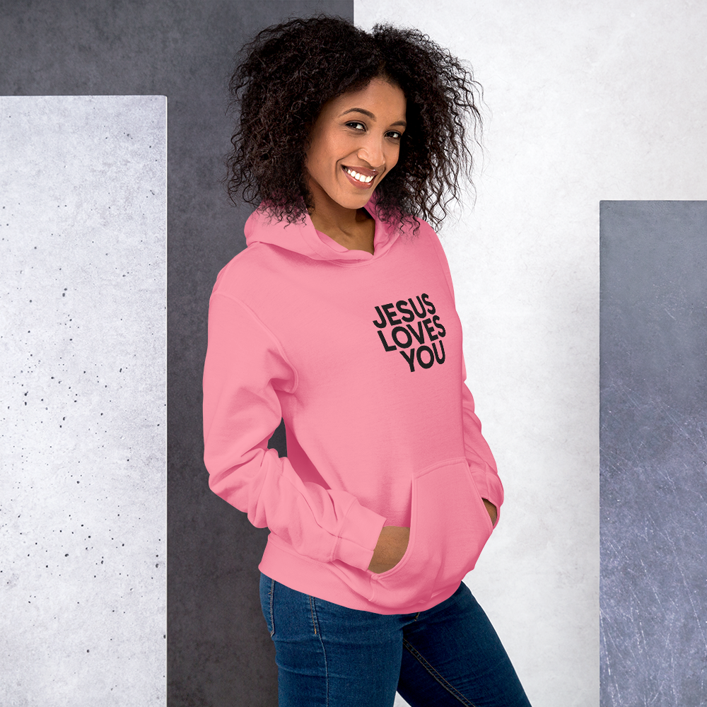 Embroidered Jesus Loves You Hoodie