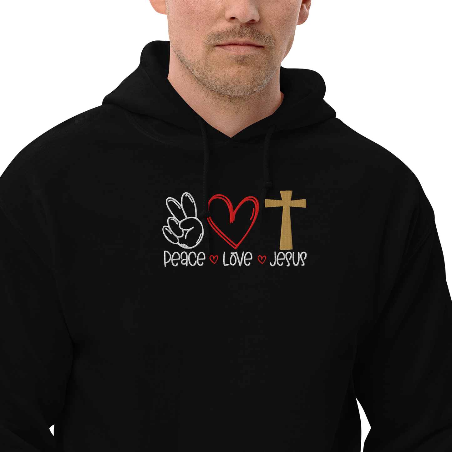 Peace Love Jesus Embroidered Hoodie