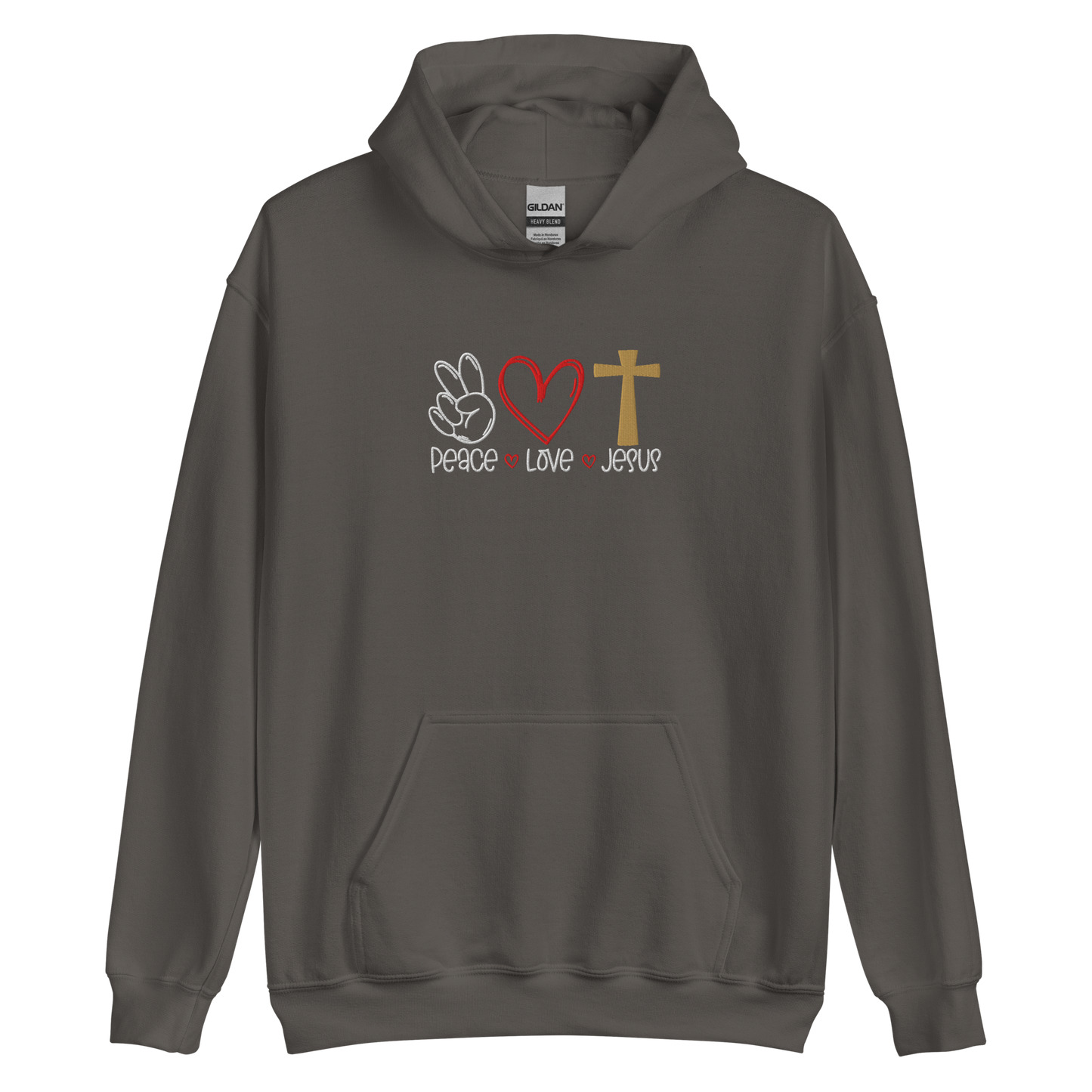 Peace Love Jesus Embroidered Hoodie
