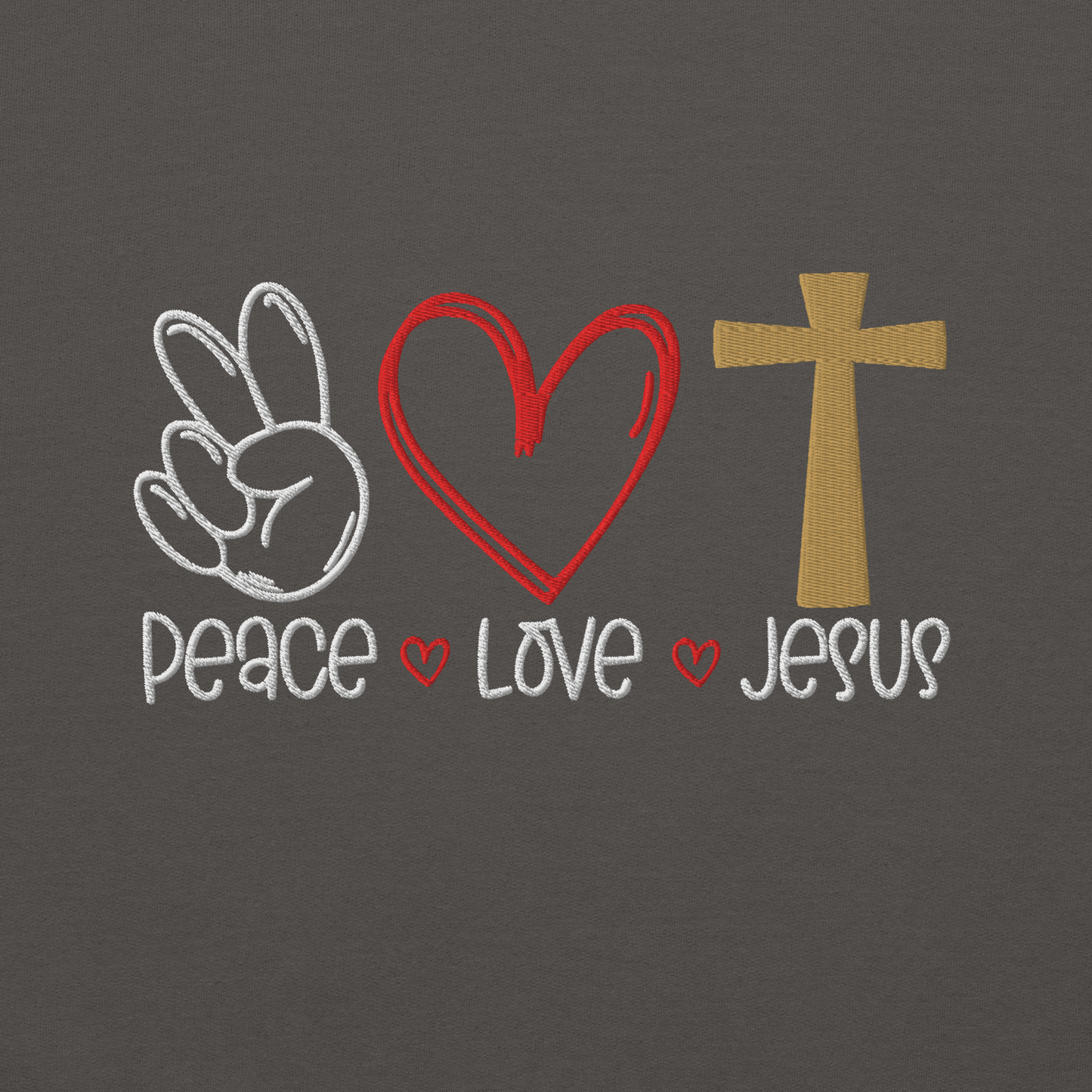 Peace Love Jesus Embroidered Hoodie