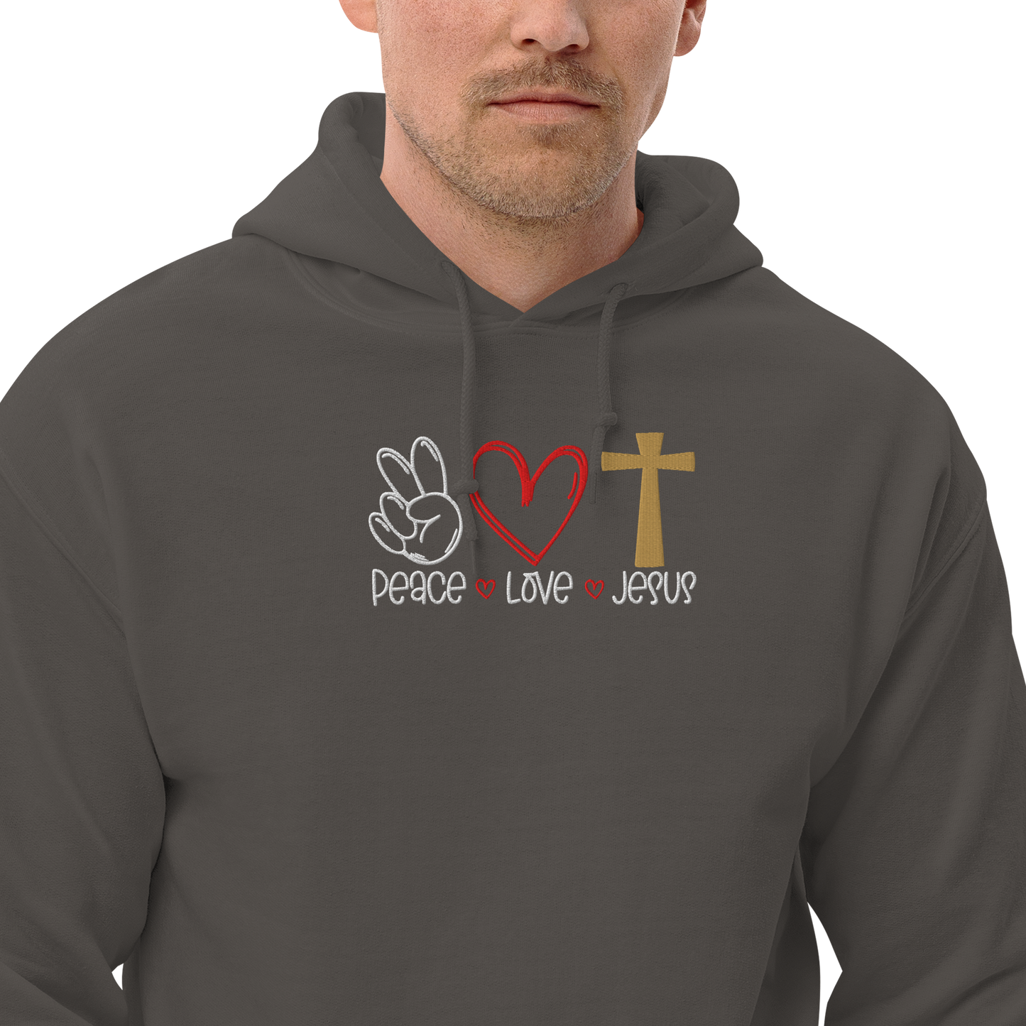 Peace Love Jesus Embroidered Hoodie