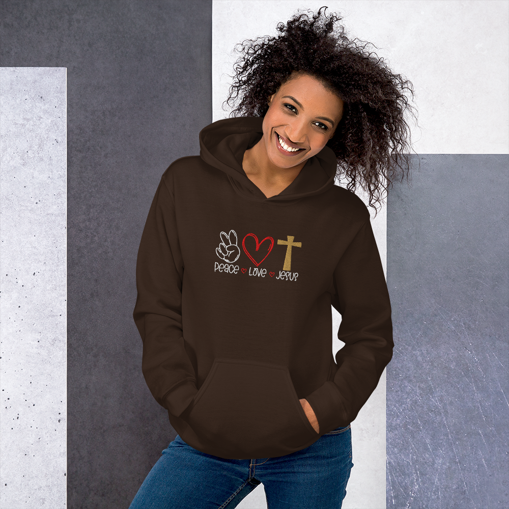 Peace Love Jesus Embroidered Hoodie