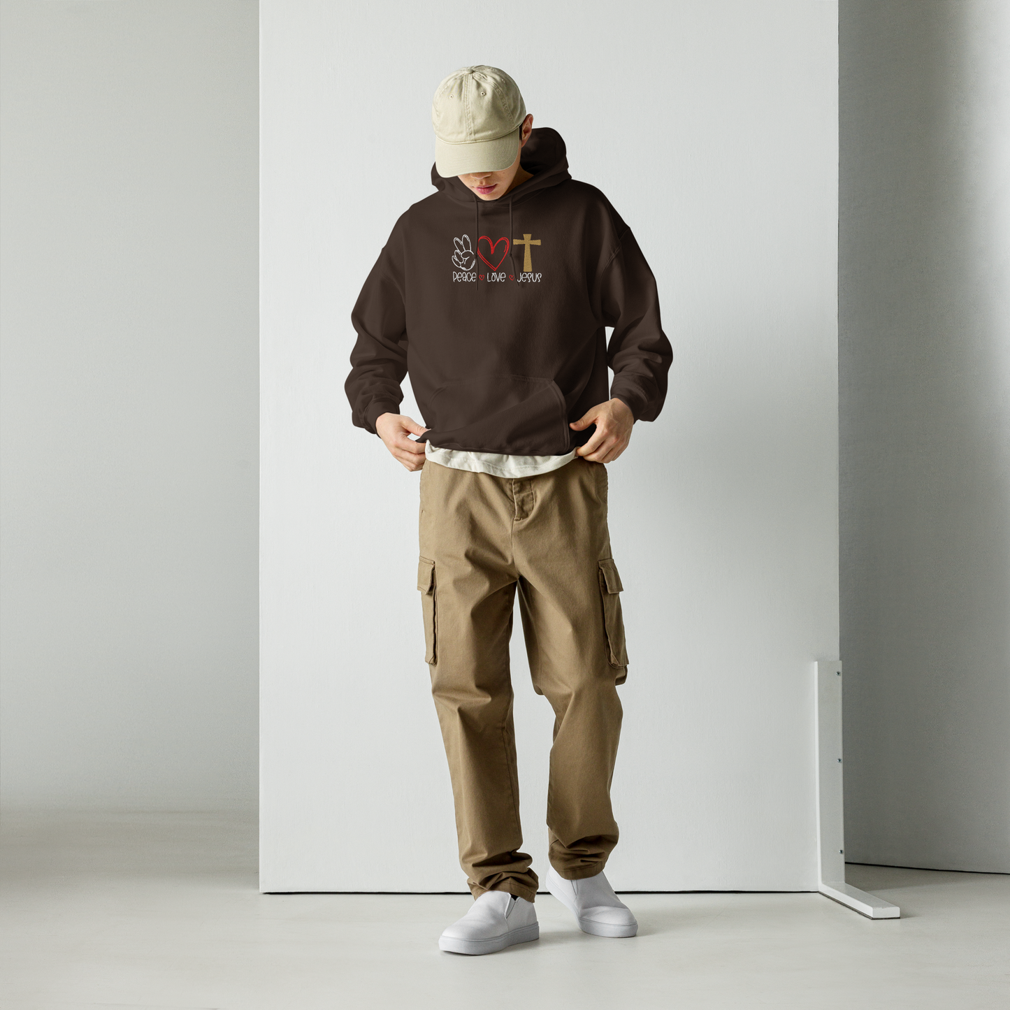 Peace Love Jesus Embroidered Hoodie