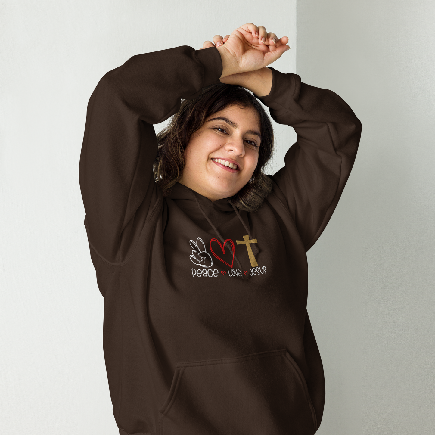 Peace Love Jesus Embroidered Hoodie
