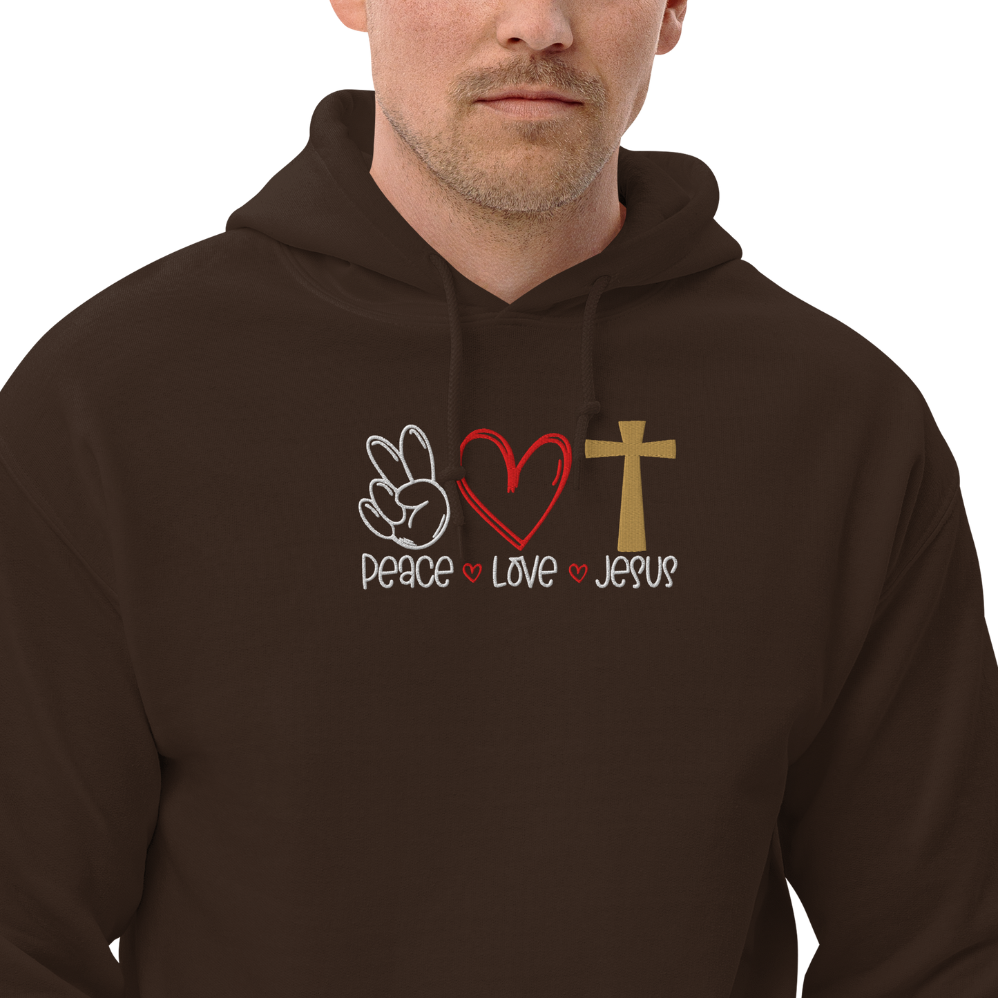 Peace Love Jesus Embroidered Hoodie