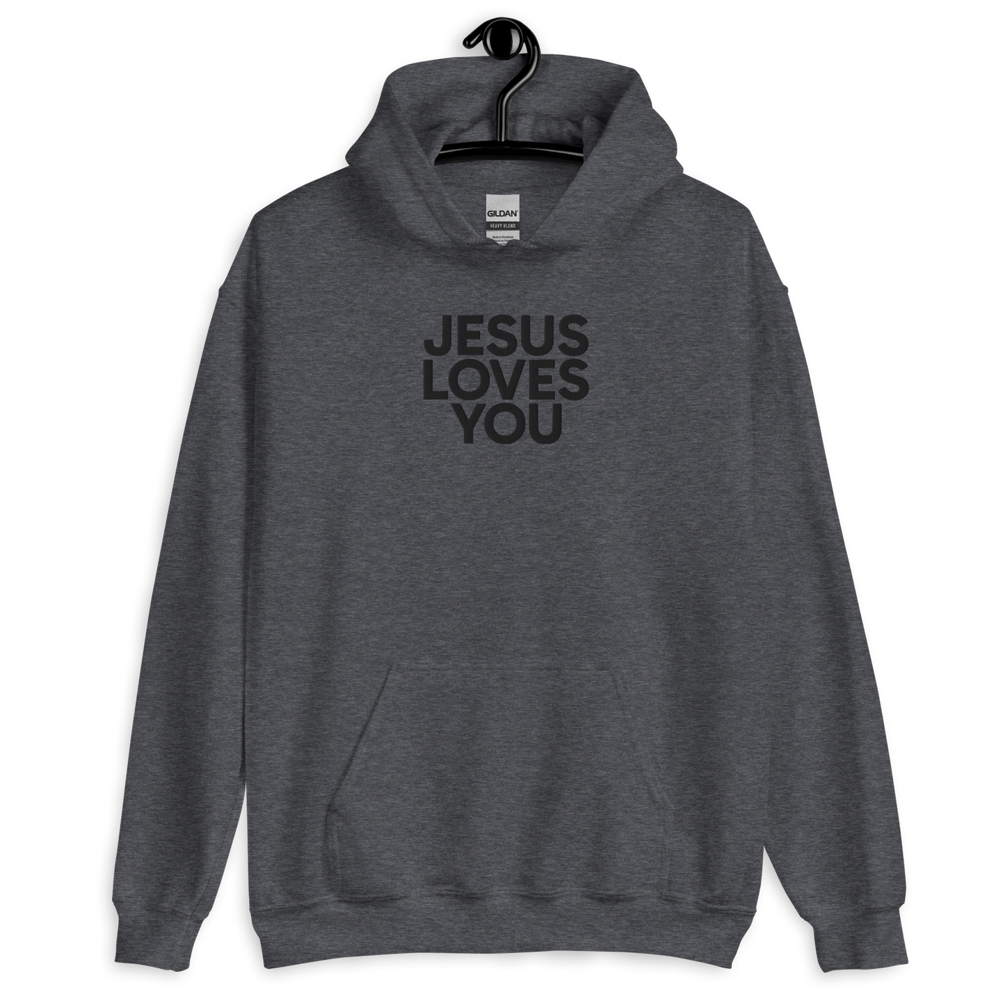 Embroidered Jesus Loves You Hoodie
