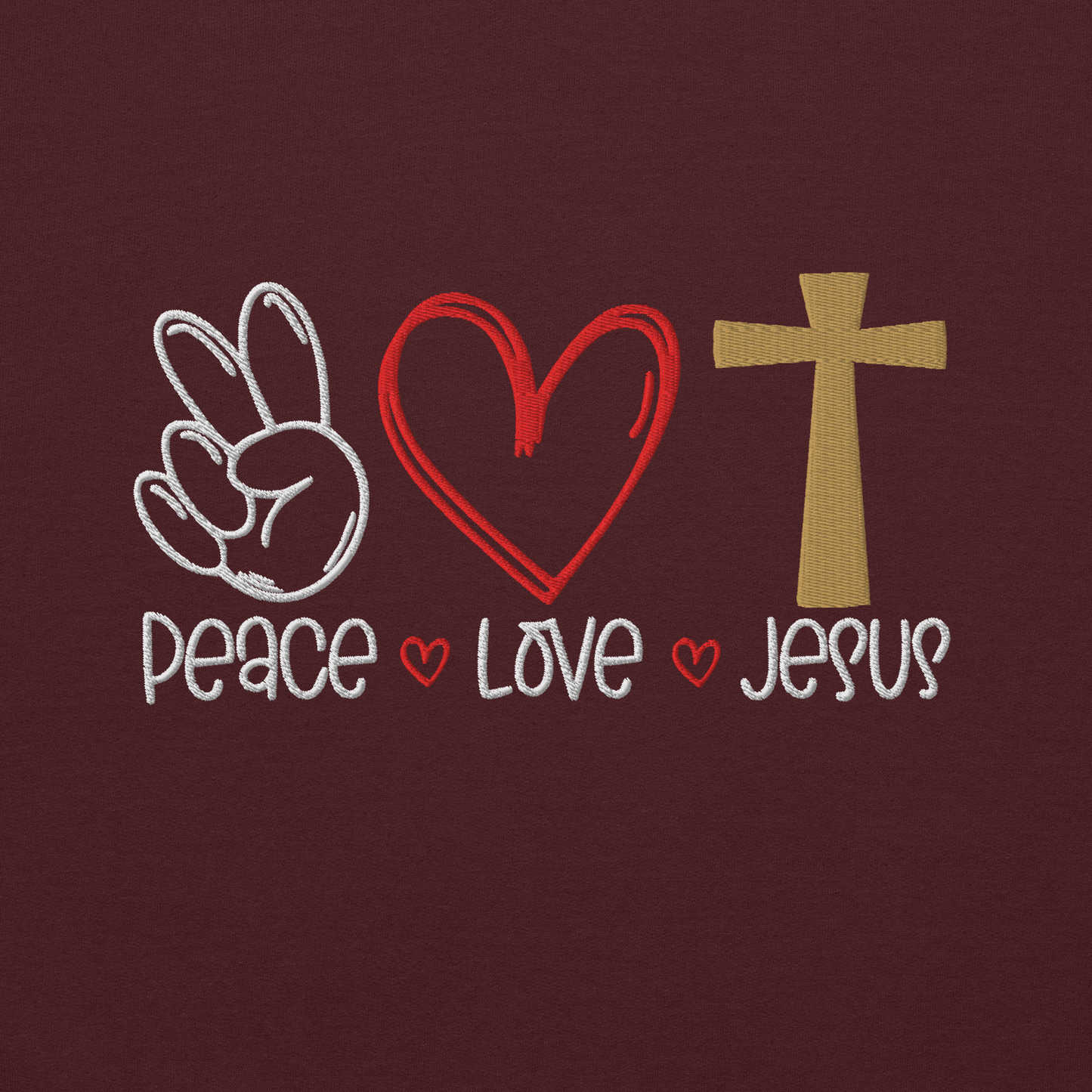 Peace Love Jesus Embroidered Hoodie