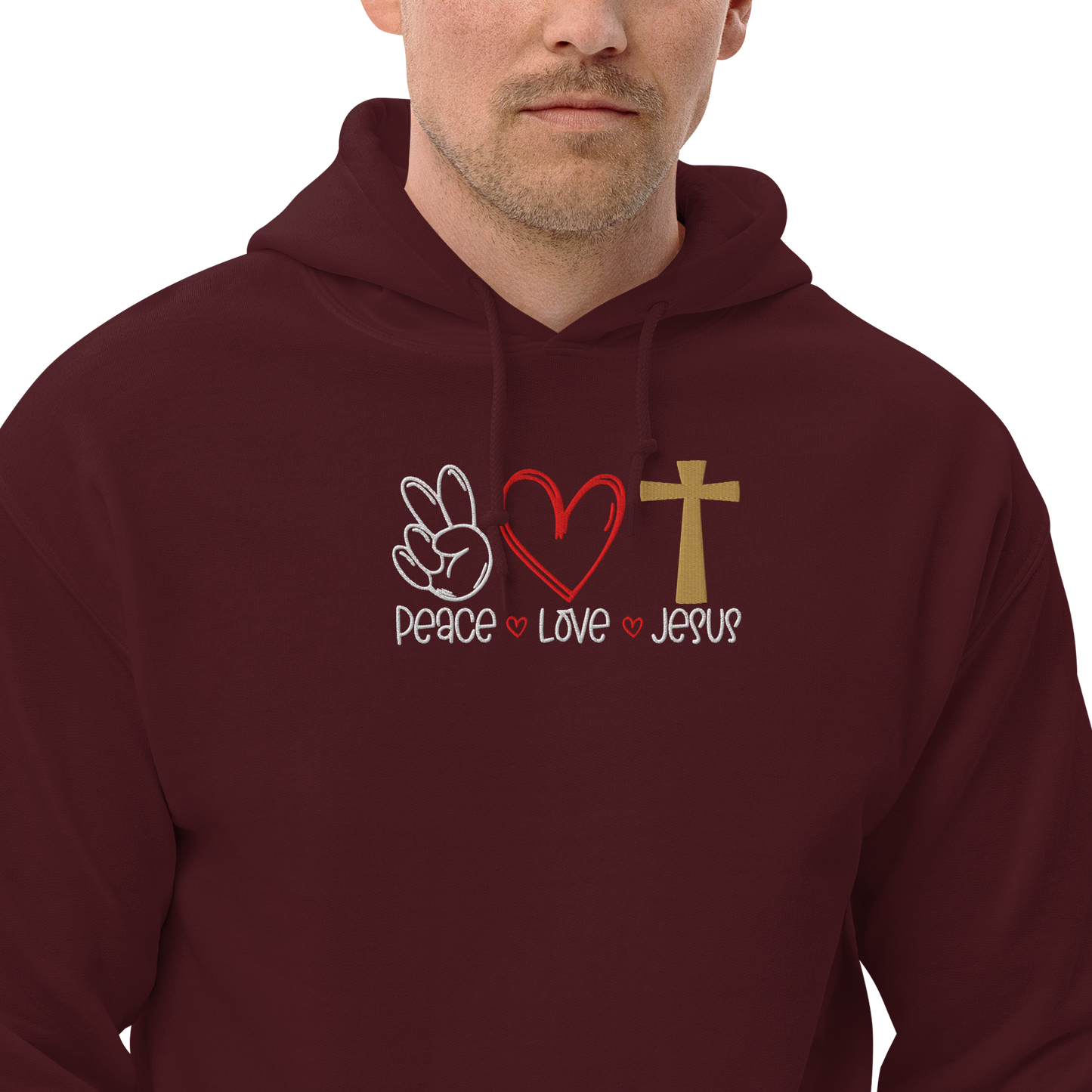 Peace Love Jesus Embroidered Hoodie