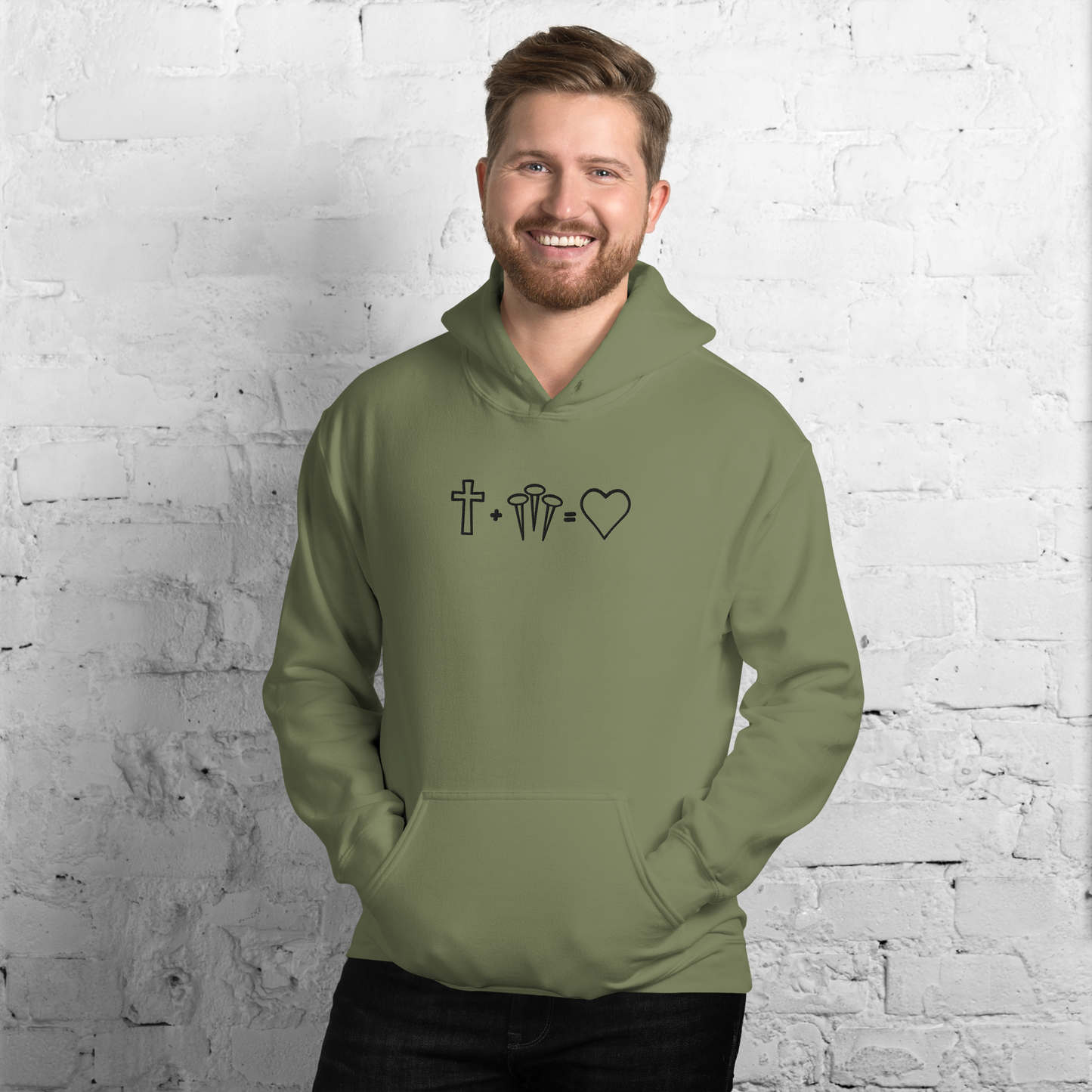 1 Cross 3 Nails 4Given Embroidered Hoodie