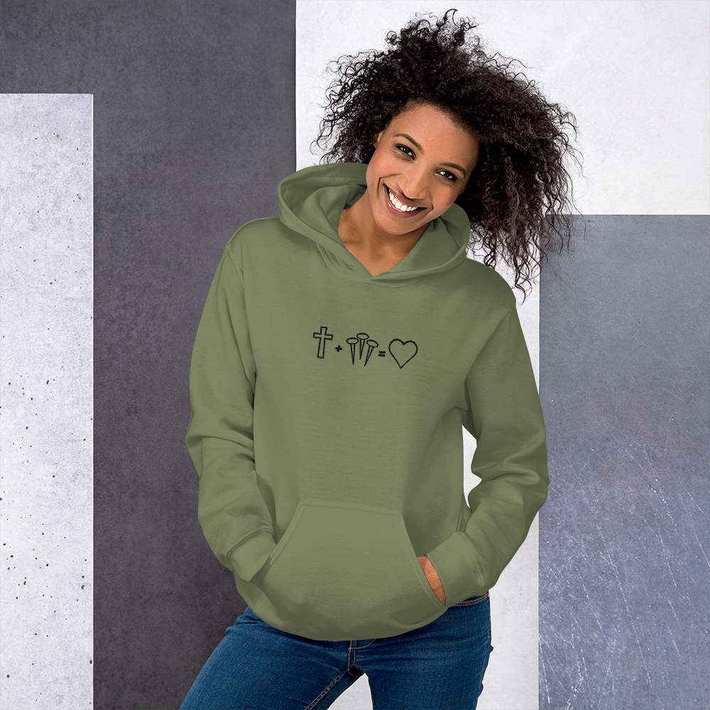 1 Cross 3 Nails 4Given Embroidered Hoodie